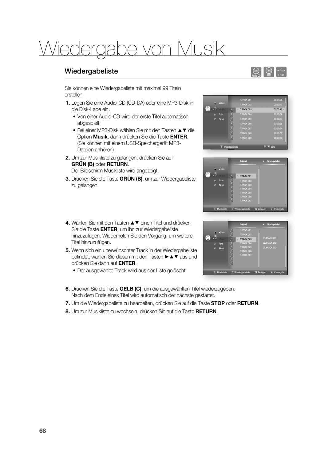 Samsung HT-BD7200R/EDC, HT-BD7200R/XEF manual Wiedergabeliste AF 