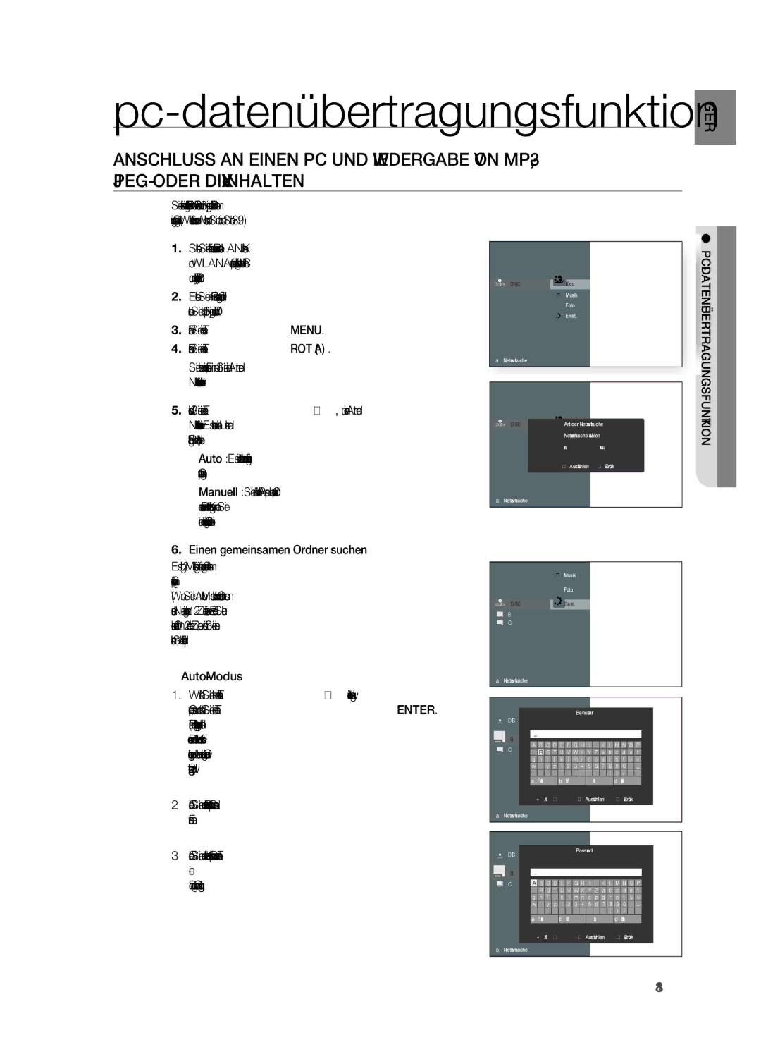 Samsung HT-BD7200R/XEF, HT-BD7200R/EDC manual Drücken Sie die Taste mEnu Drücken Sie die Taste ROT a, Auto-modus 