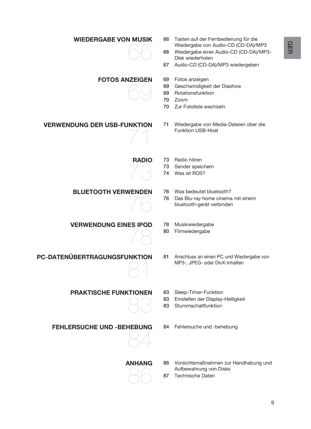 Samsung HT-BD7200R/XEF Sleep-Timer-Funktion, Einstellen der Display-Helligkeit, Stummschaltfunktion, Technische Daten 