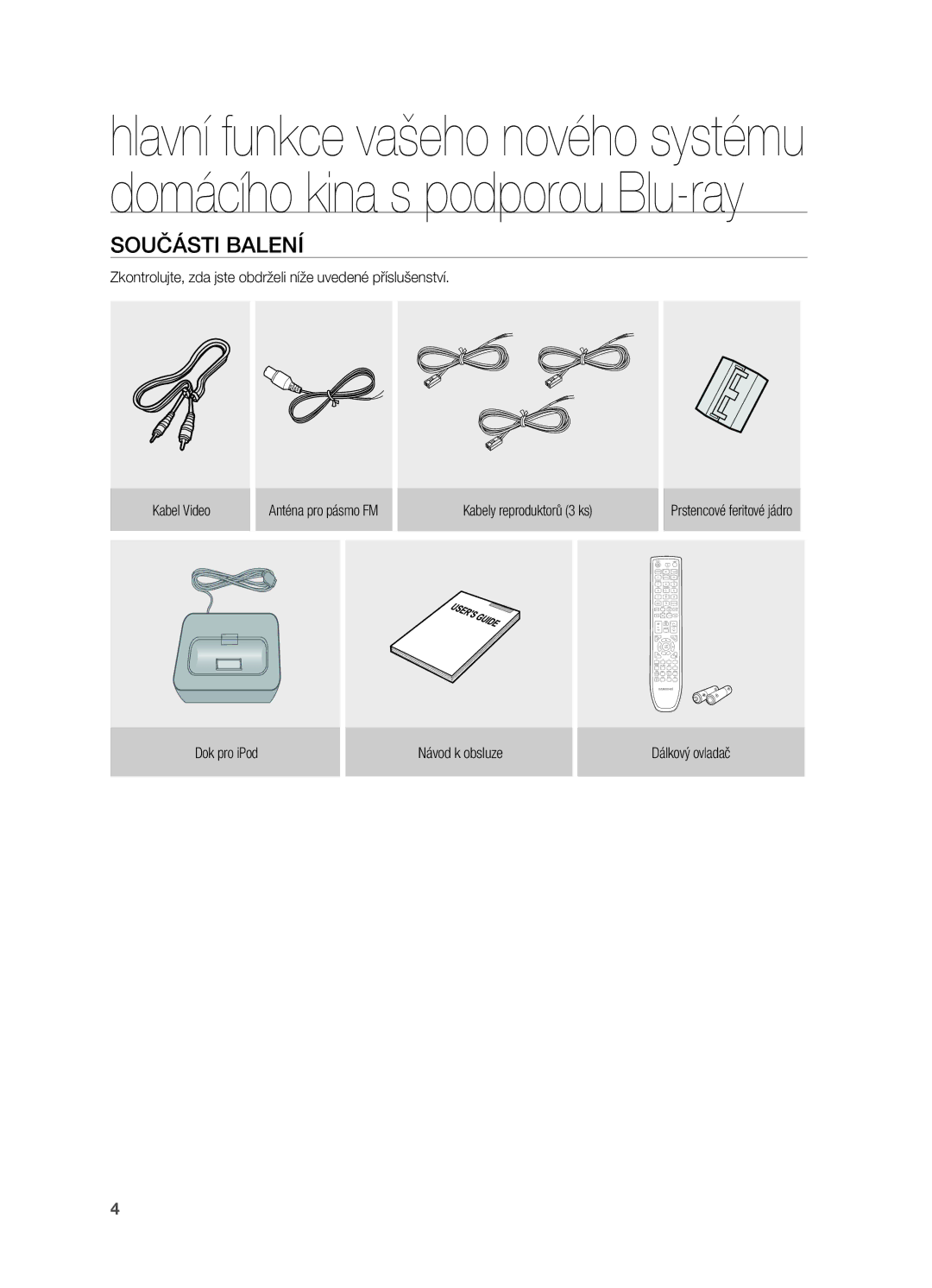 Samsung HT-BD7200R/EDC, HT-BD7200T/XAA manual Součásti Balení 