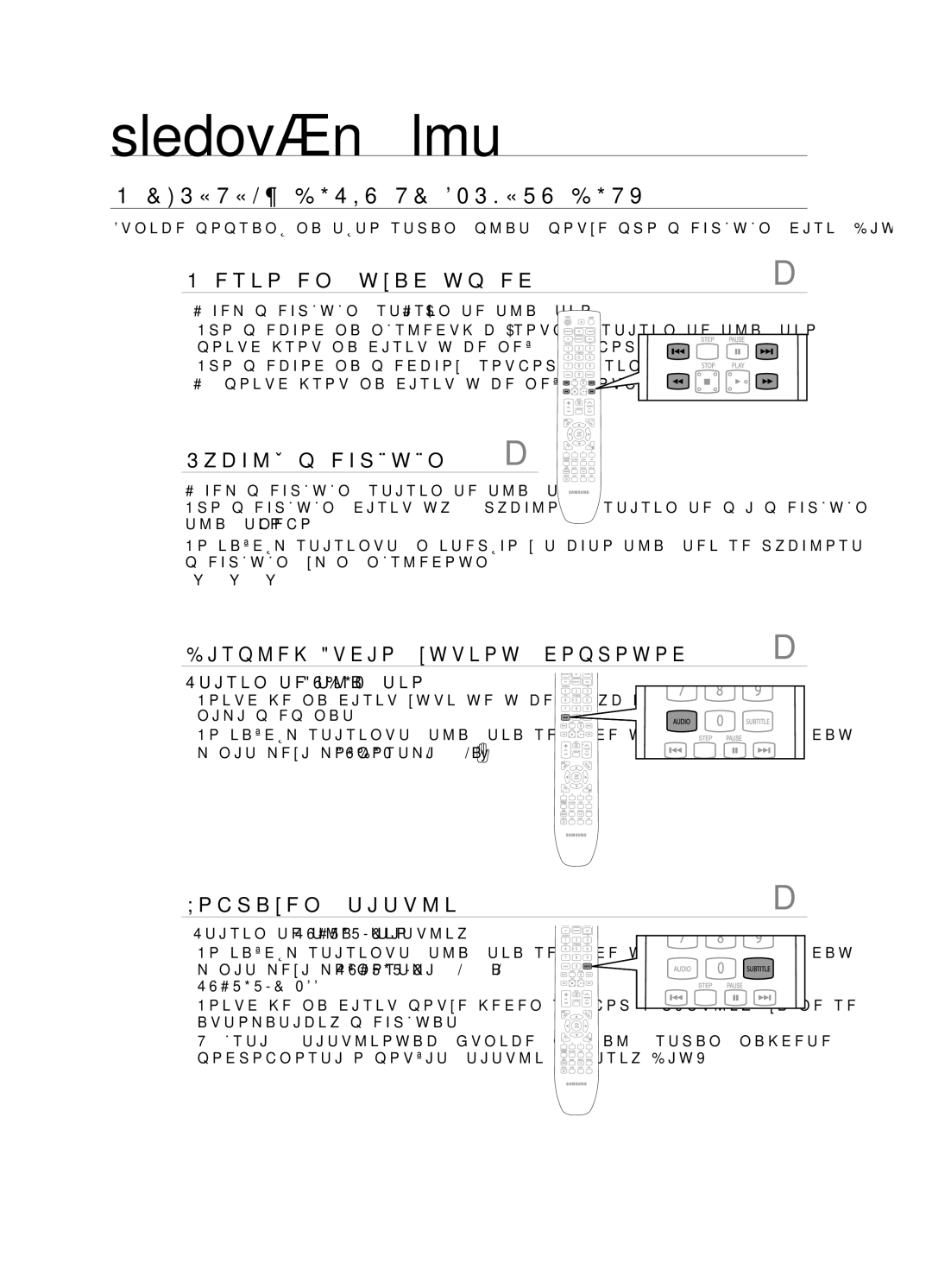 Samsung HT-BD7200R/EDC manual Přehrávání disku ve formáTu divX, Přeskočení vzad/vpřed, Rychlé přehrávání, Zobrazení titulků 