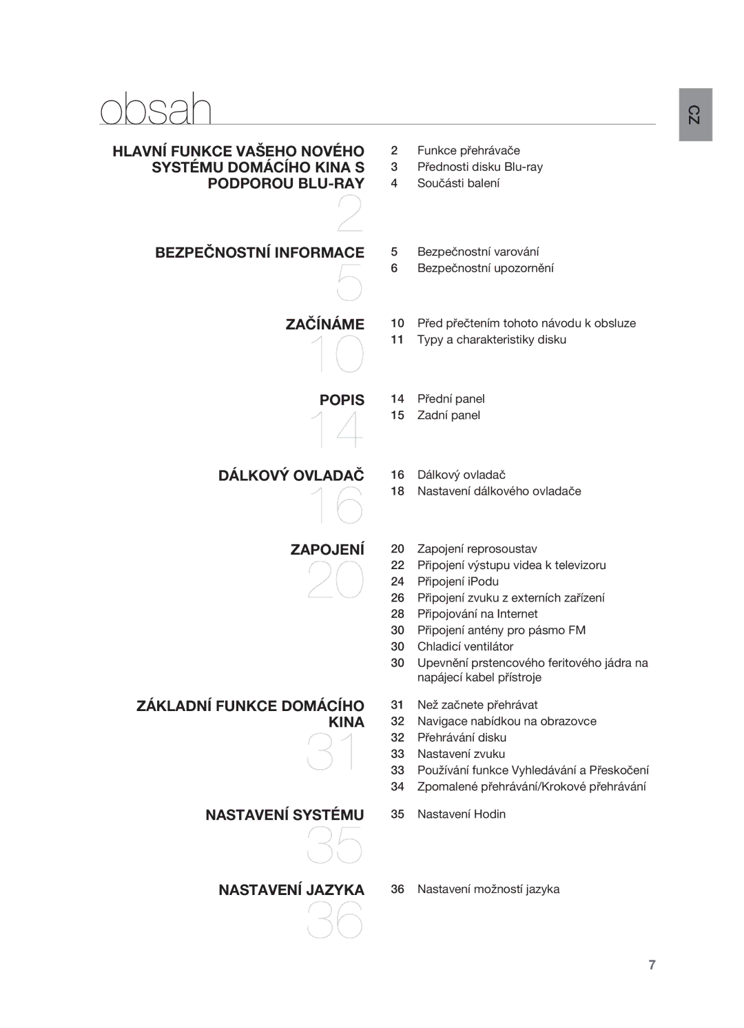 Samsung HT-BD7200T/XAA, HT-BD7200R/EDC manual Obsah 