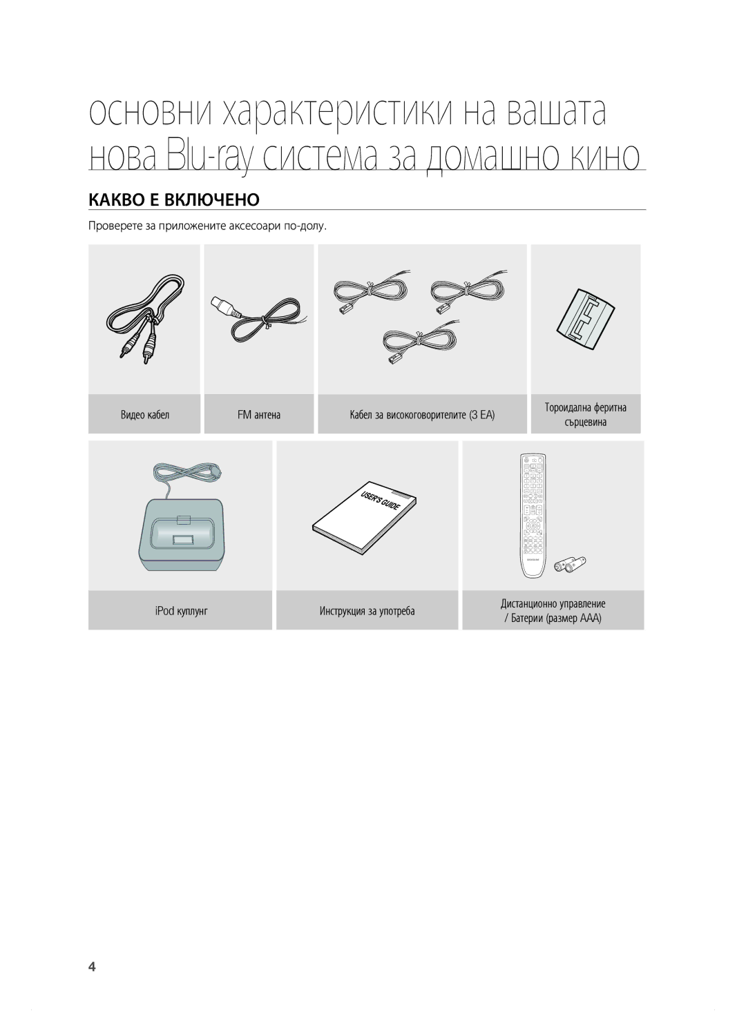 Samsung HT-BD7200R/EDC manual Какво Е Включено, Кабел за високоговорителите 3 EA 