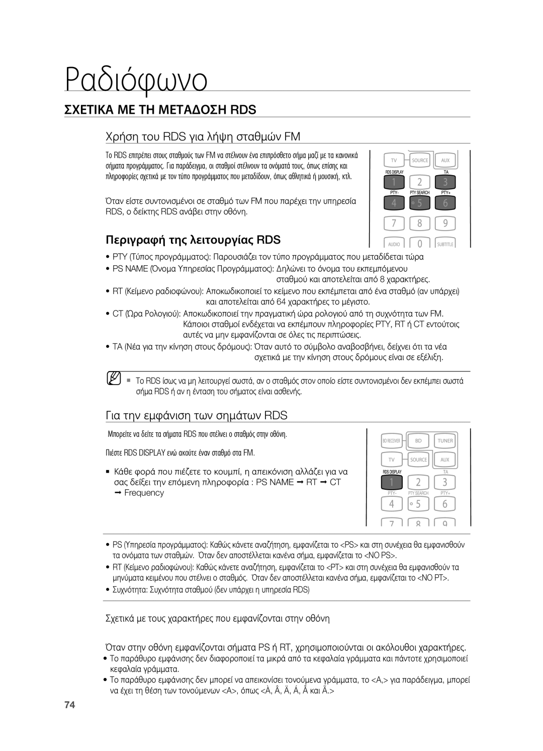 Samsung HT-BD7200R/EDC manual Σχετικα ΜΕ ΤΗ Μεταδοση RDS, Χρήση του RDS για λήψη σταθμών FM, Περιγραφή της λειτουργίας RDS 