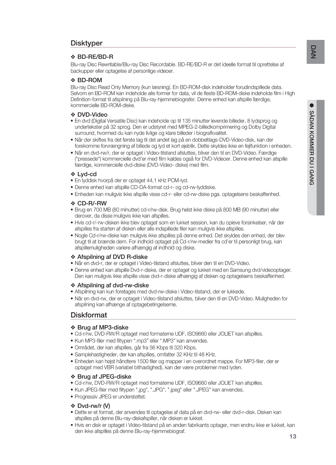 Samsung HT-BD7200R/XEE manual Disktyper, Diskformat 