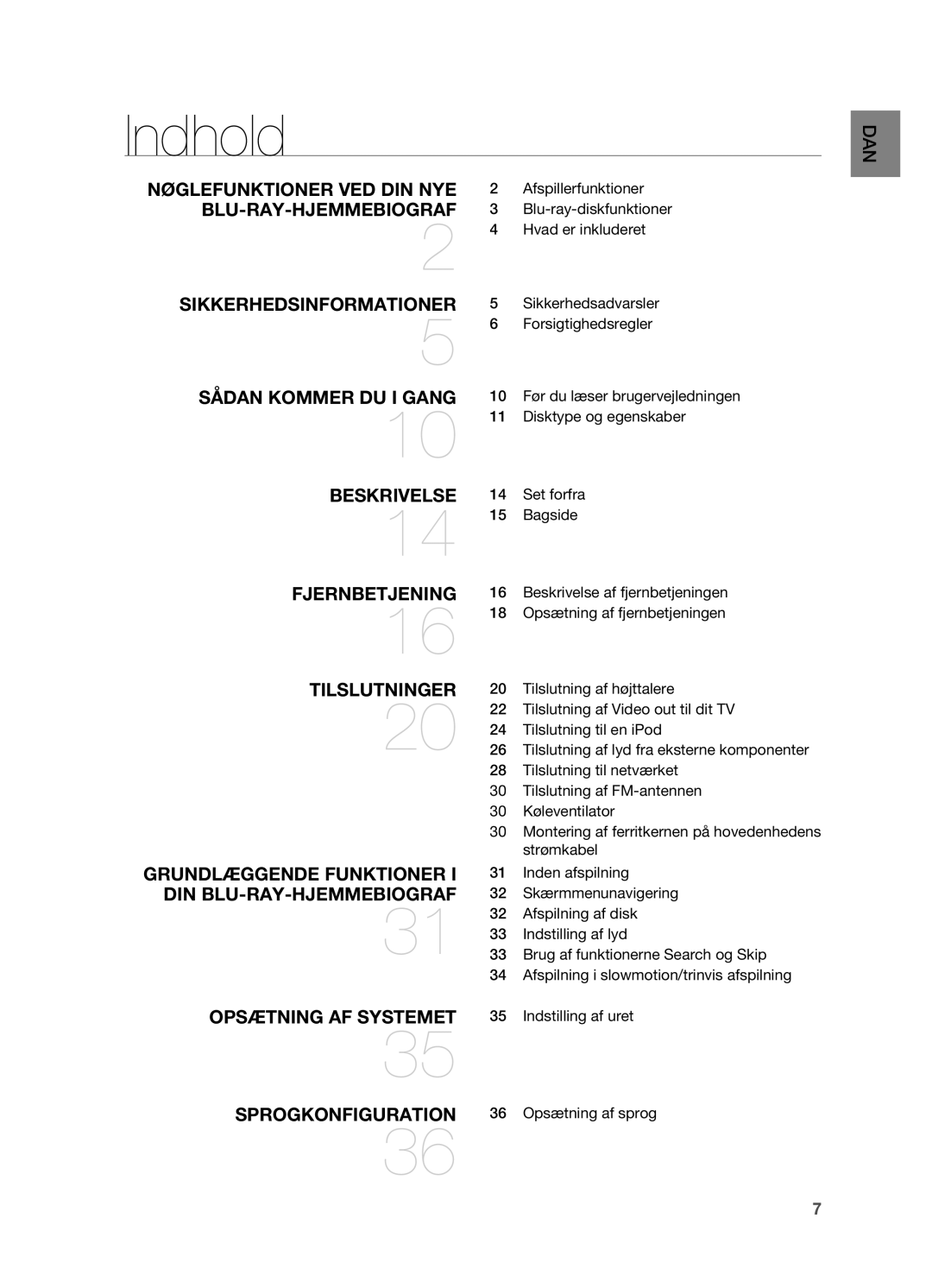 Samsung HT-BD7200R/XEE manual Indhold 