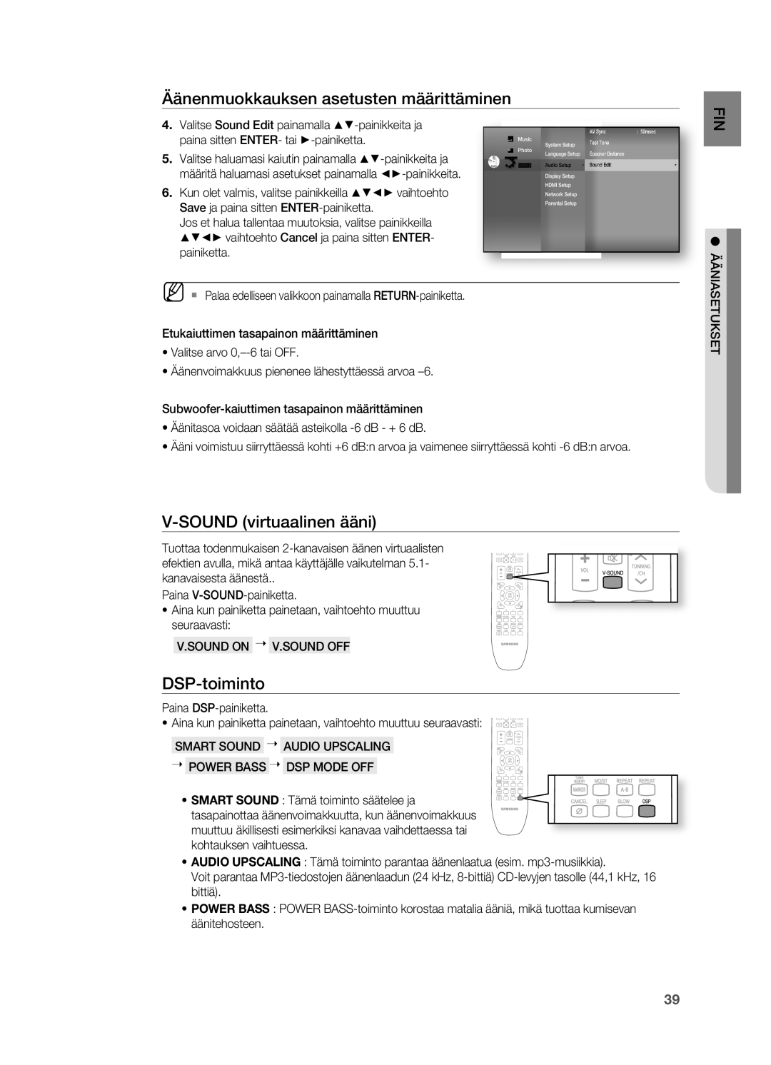 Samsung HT-BD7200R/XEE manual Sound virtuaalinen ääni, DsP-toiminto, Save ja paina sitten enteR-painiketta 