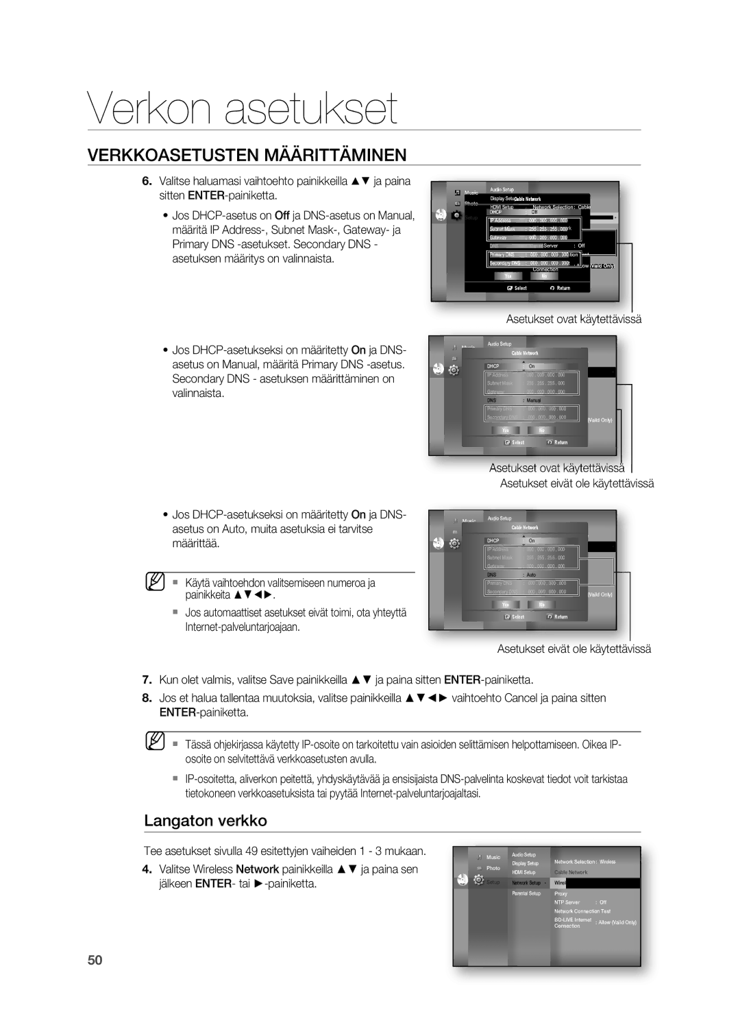 Samsung HT-BD7200R/XEE manual Langaton verkko 