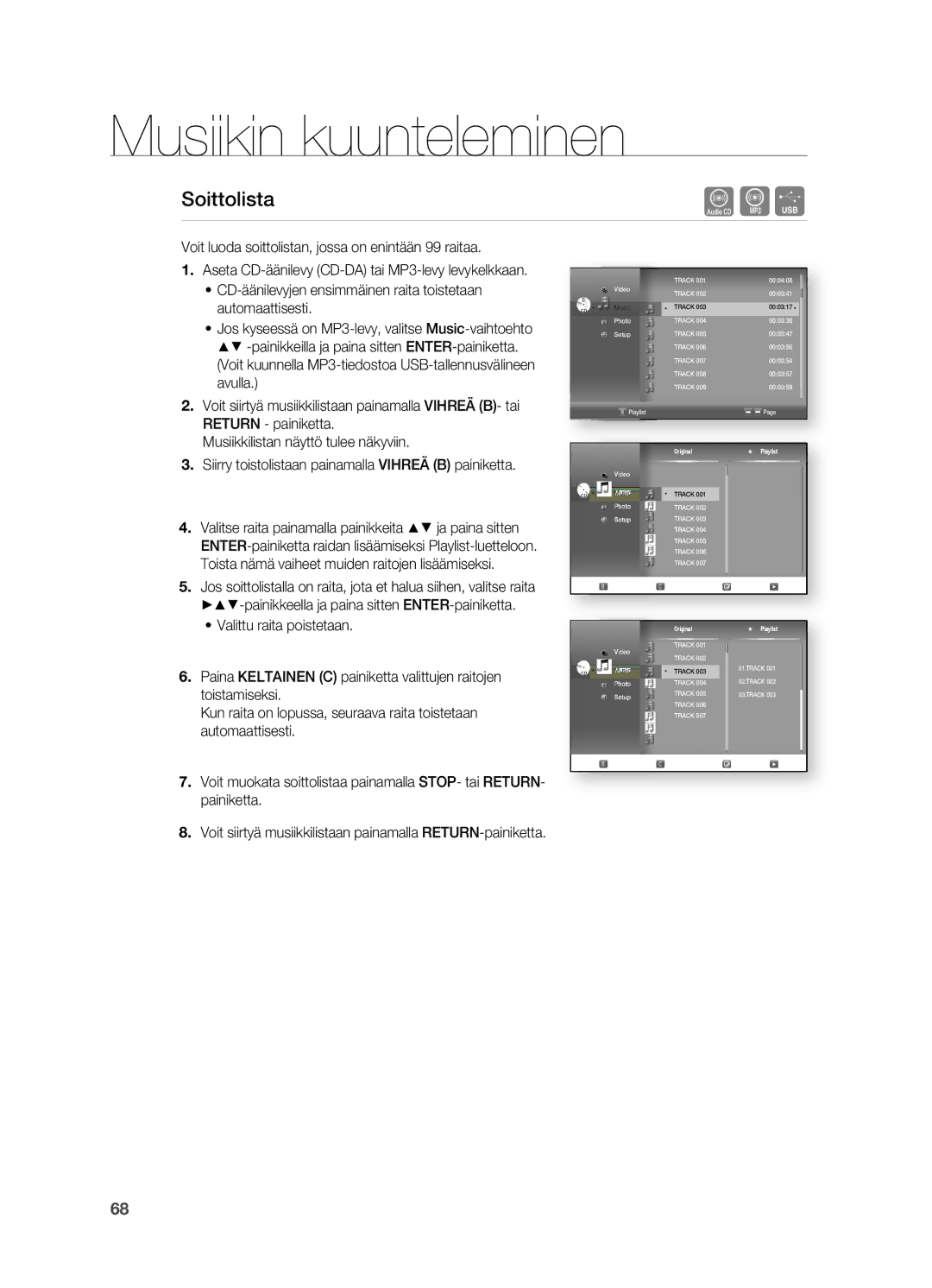 Samsung HT-BD7200R/XEE manual Soittolista 