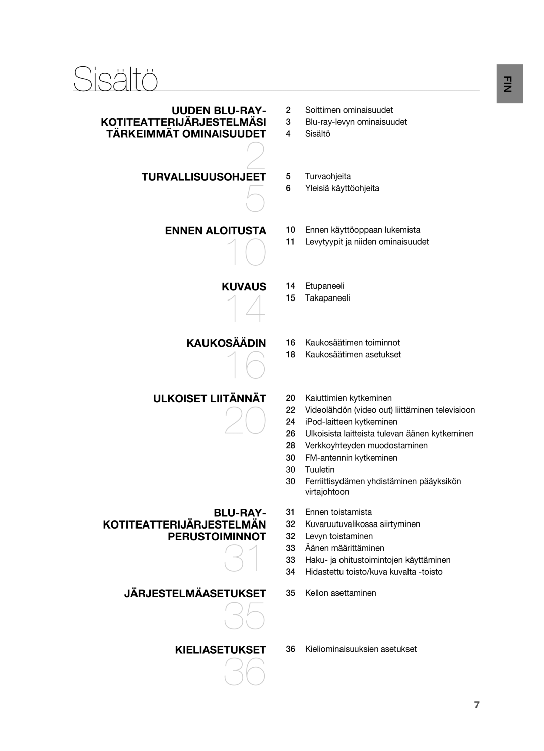 Samsung HT-BD7200R/XEE manual Sisältö 