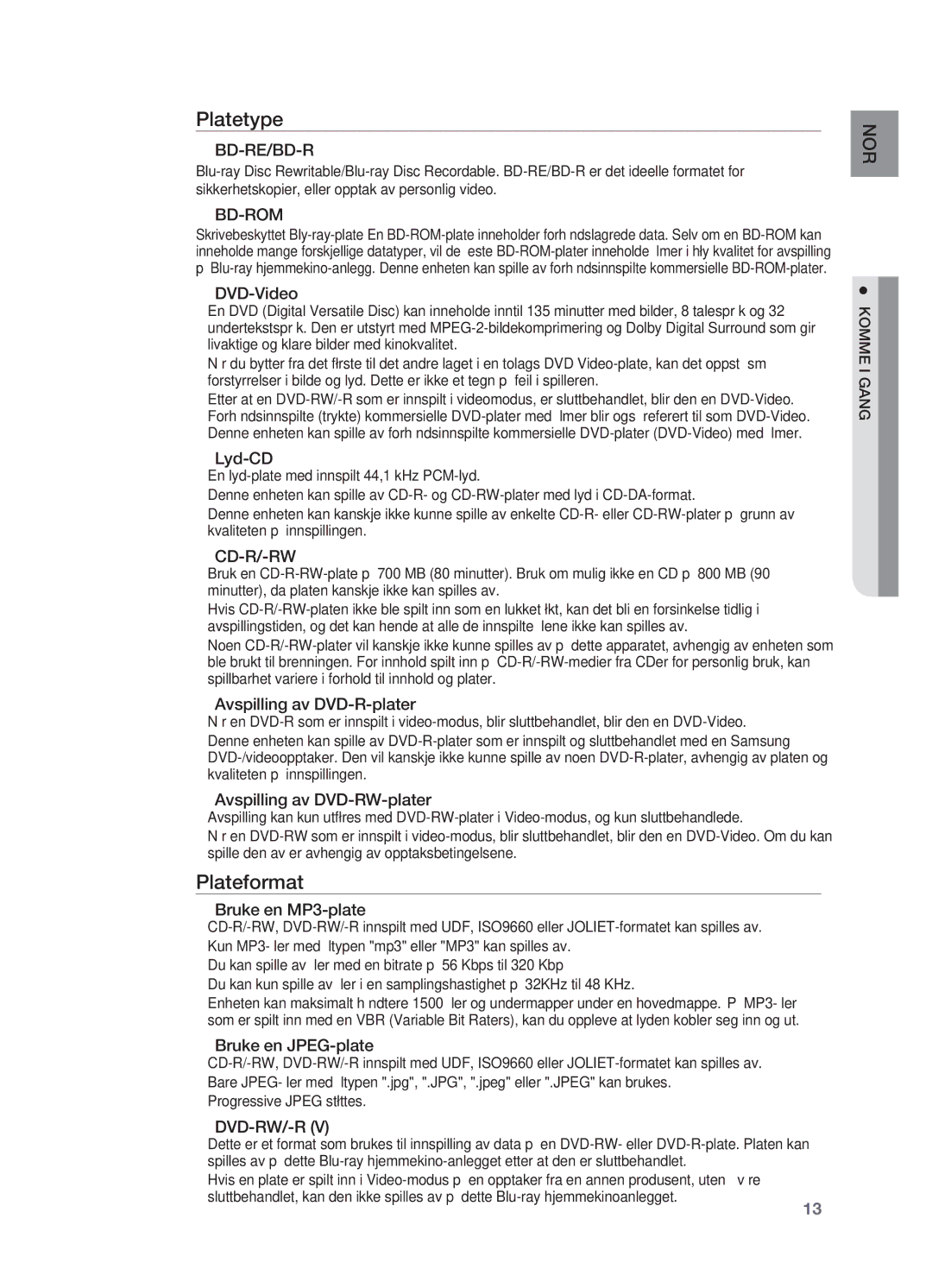 Samsung HT-BD7200R/XEE manual Platetype, Plateformat 