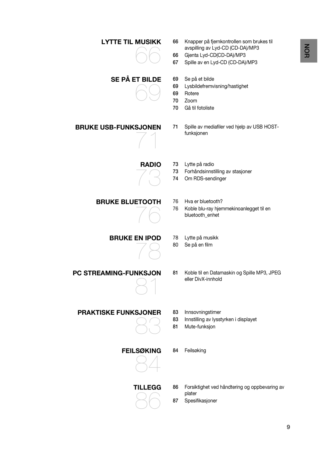 Samsung HT-BD7200R/XEE manual Lytte til musikk Se på et bilde Bruke USB-funksjonen 