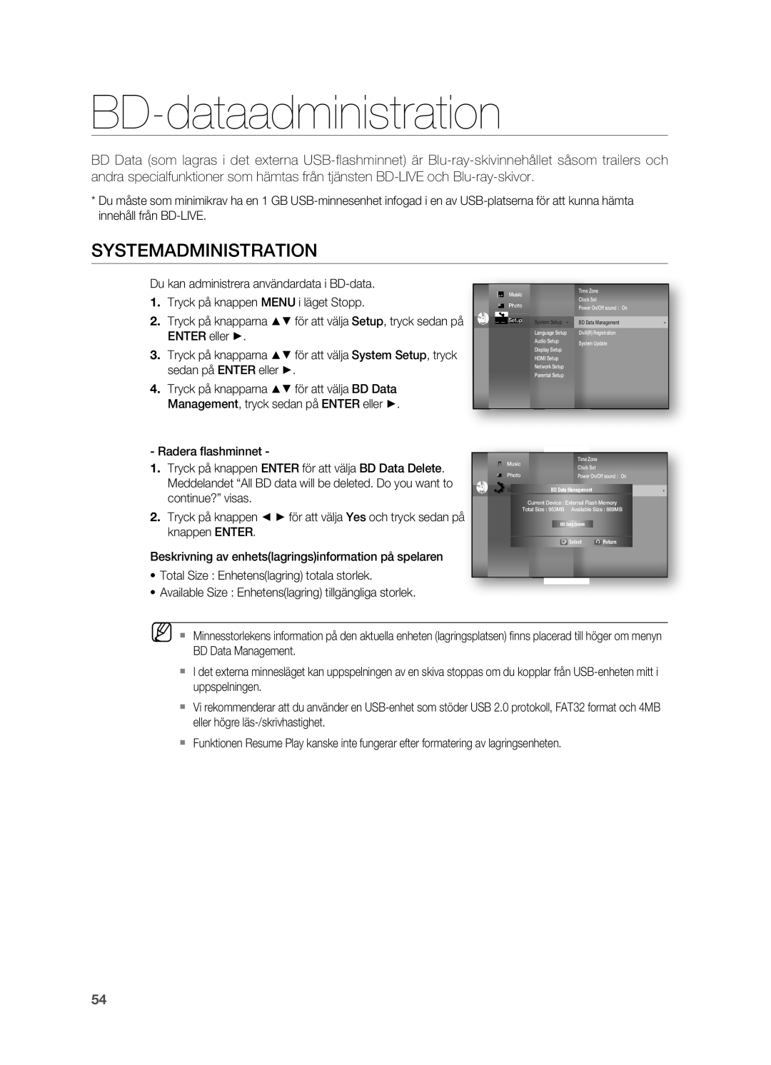 Samsung HT-BD7200R/XEE manual BD-dataadministration, Systemadministration 