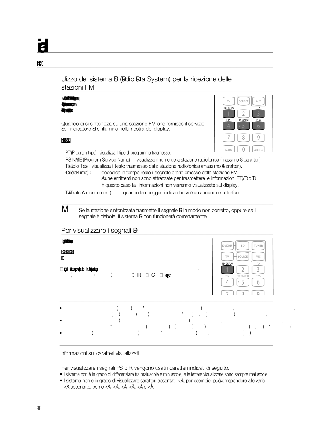 Samsung HT-BD7200R/XEF, HT-BD7200R/XET manual Funzione RDS, Descrizione della funzione RDS, Per visualizzare i segnali RDS 