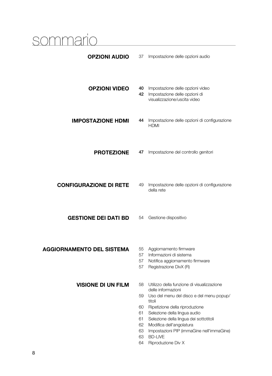 Samsung HT-BD7200R/XEF, HT-BD7200R/XET manual Impostazione delle opzioni audio, Riproduzione DivX 