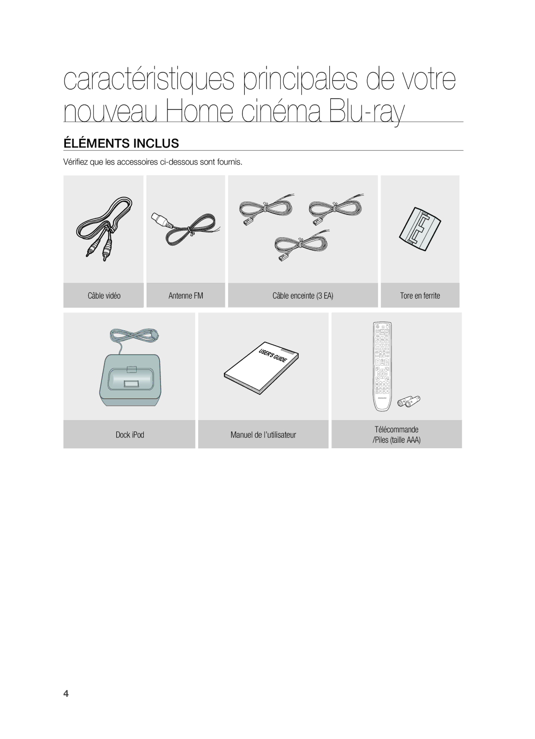 Samsung HT-BD7200R/XEF manual Éléments Inclus 