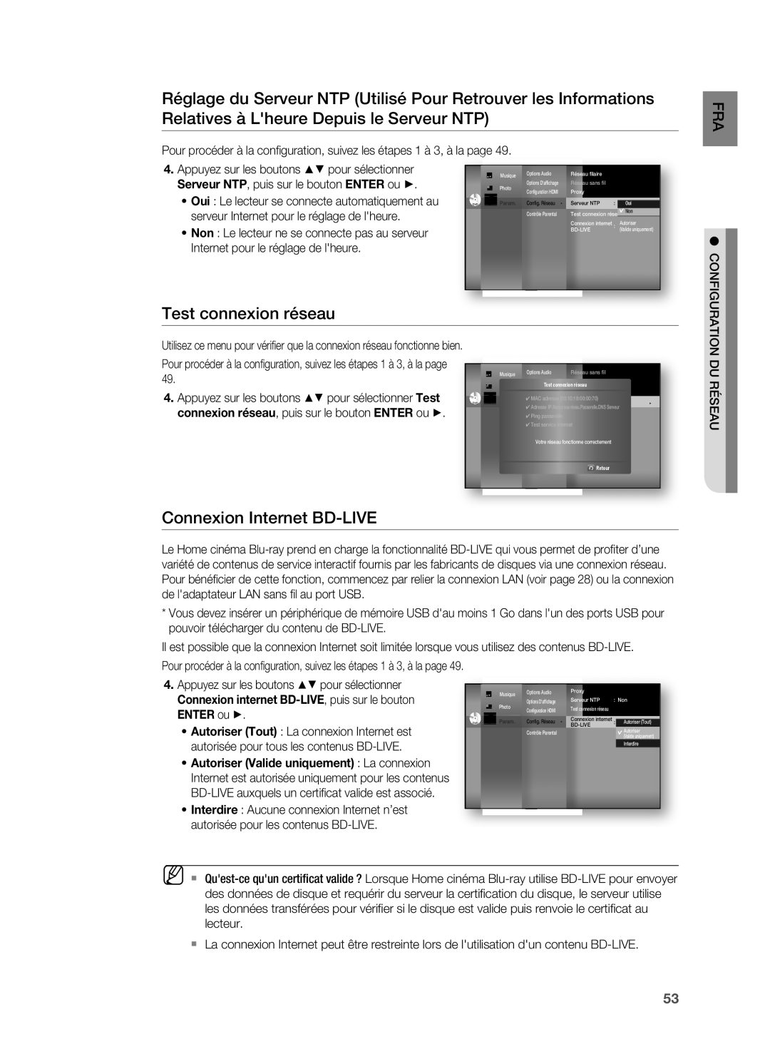 Samsung HT-BD7200R/XEF manual Connexion internet Bd-Live 