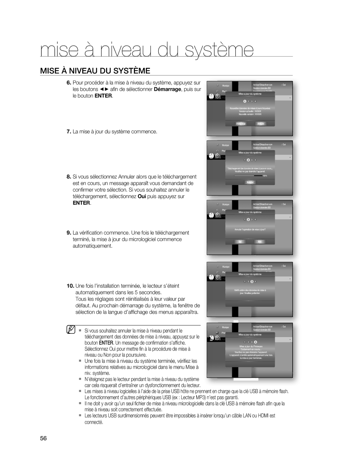 Samsung HT-BD7200R/XEF manual MiSe À niVeAu du SYSTÈme 