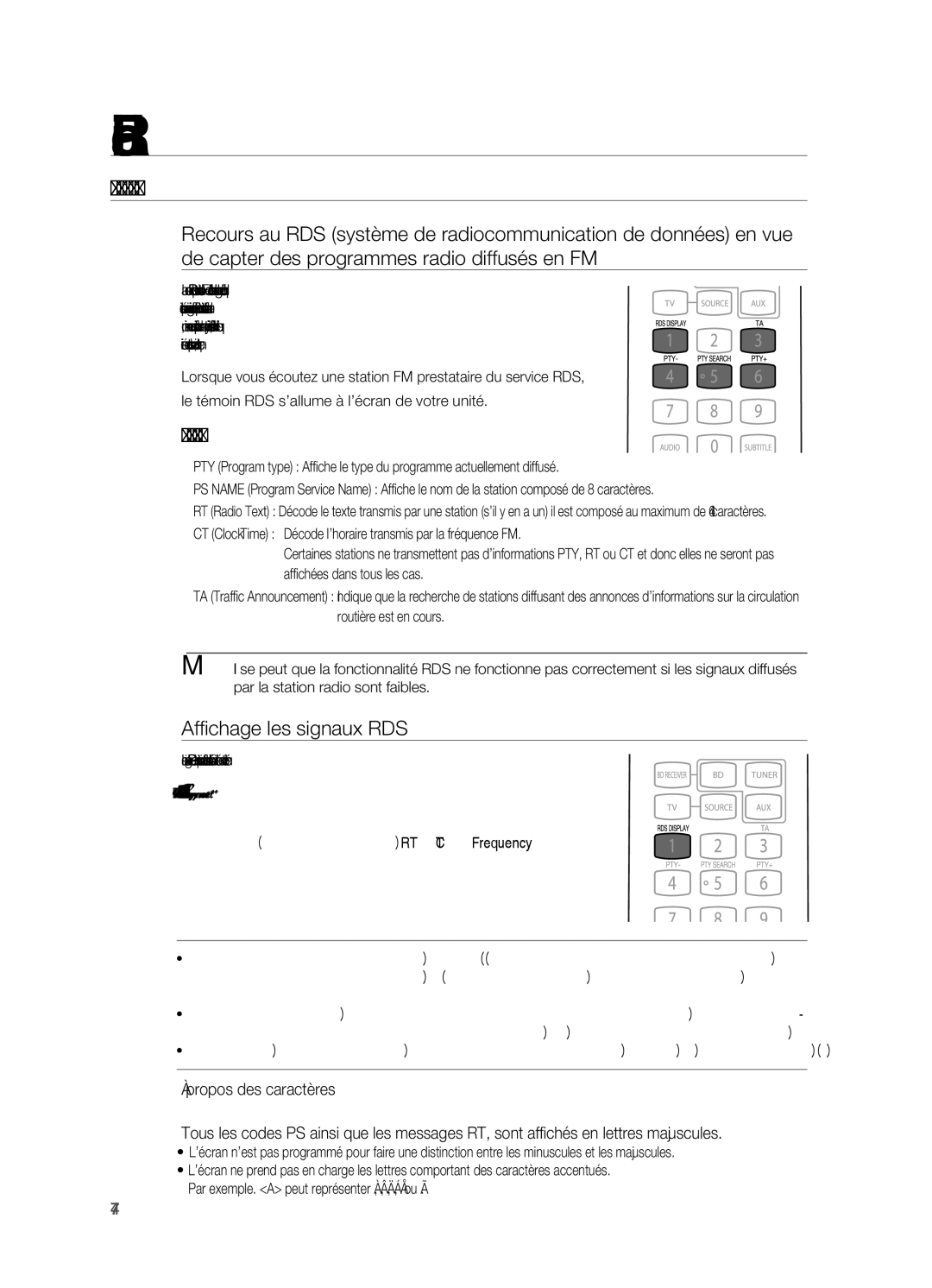 Samsung HT-BD7200R/XEF manual Tuner RDS & RDS EON, Description des fonctions RDS, Affichage les signaux RDS 