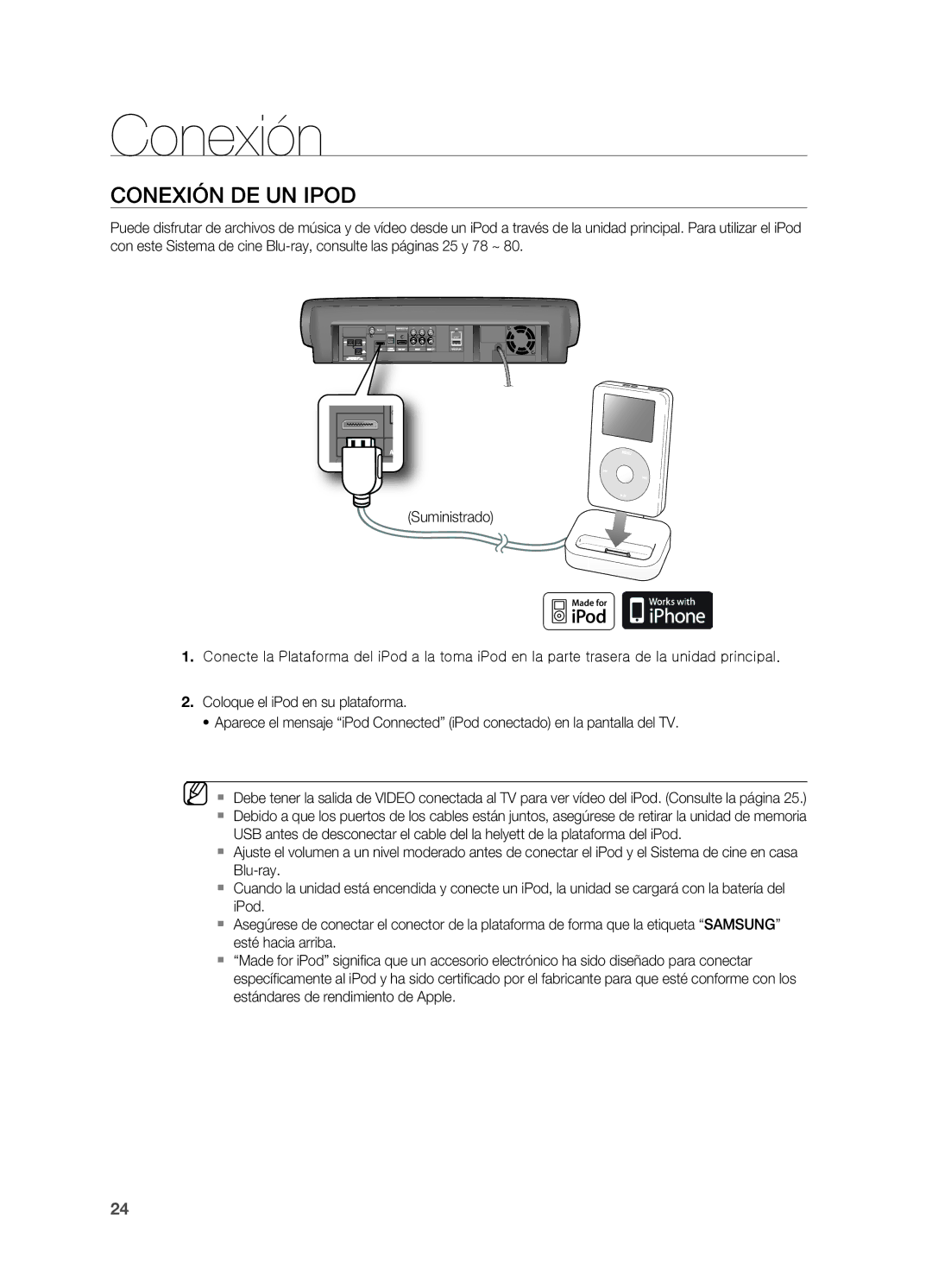 Samsung HT-BD7200R/XET manual CONExIóN DE UN Ipod 