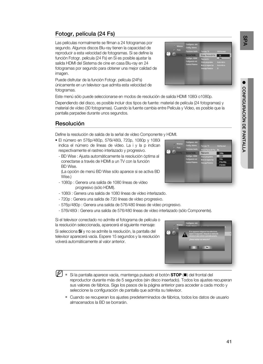 Samsung HT-BD7200R/XET manual Resolución 