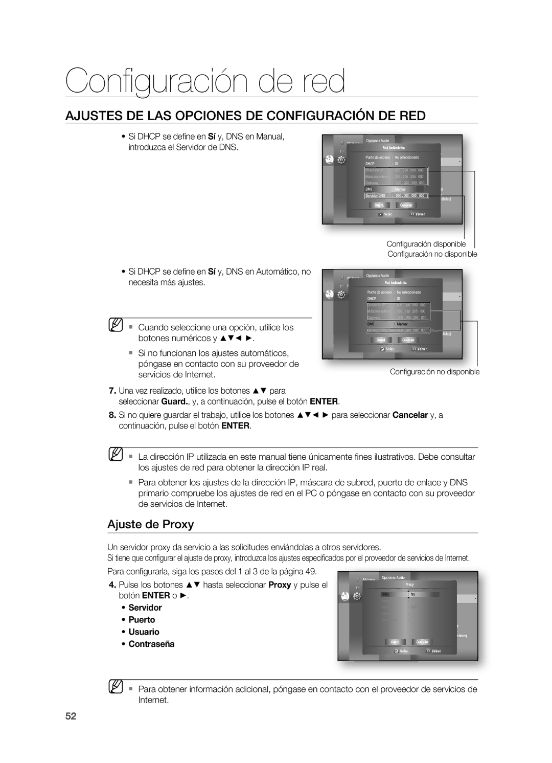 Samsung HT-BD7200R/XET manual Ajuste de Proxy 