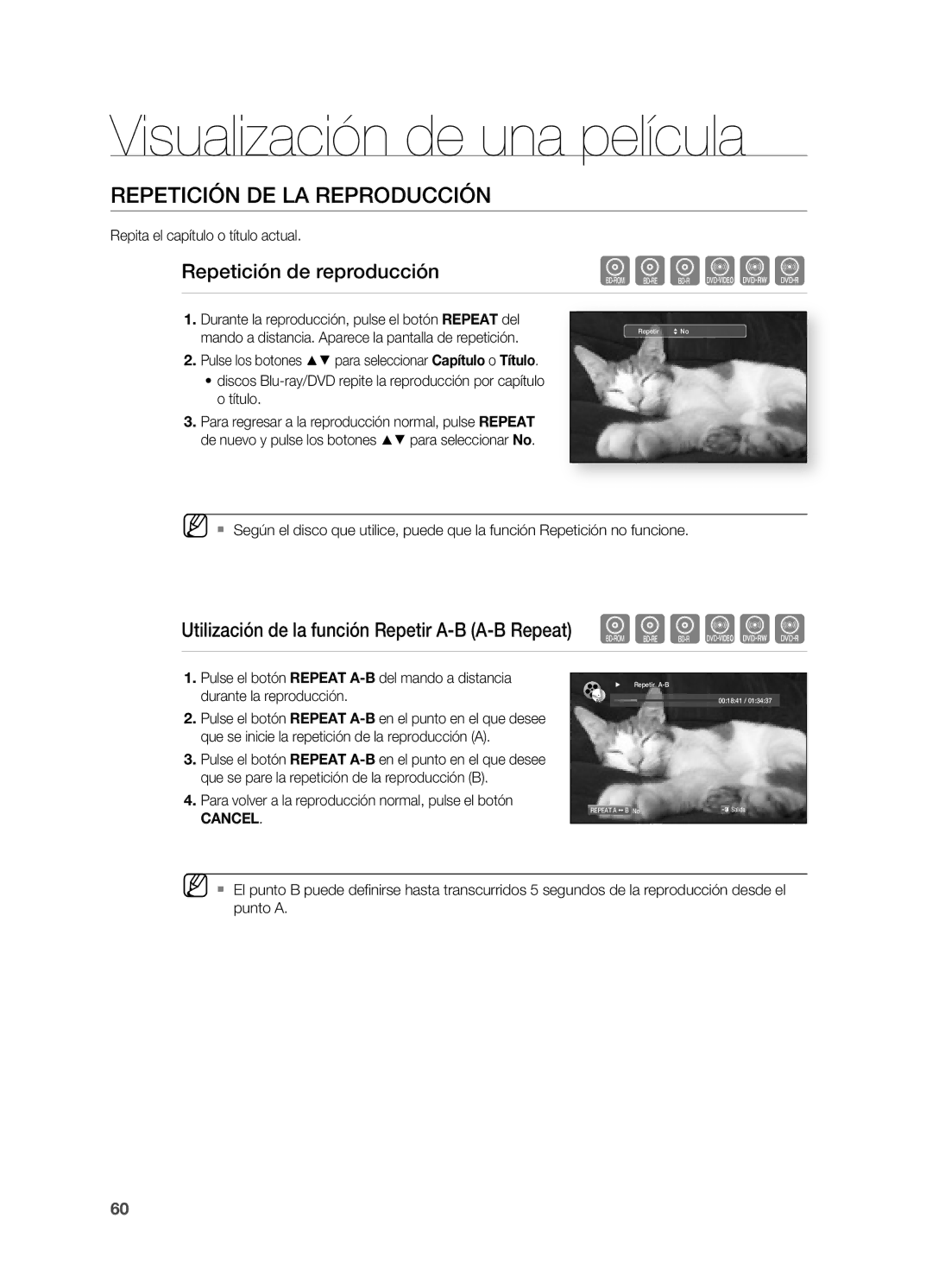 Samsung HT-BD7200R/XET manual RePetición de lA reProducción, Repetición de reproducción, Repita el capítulo o título actual 