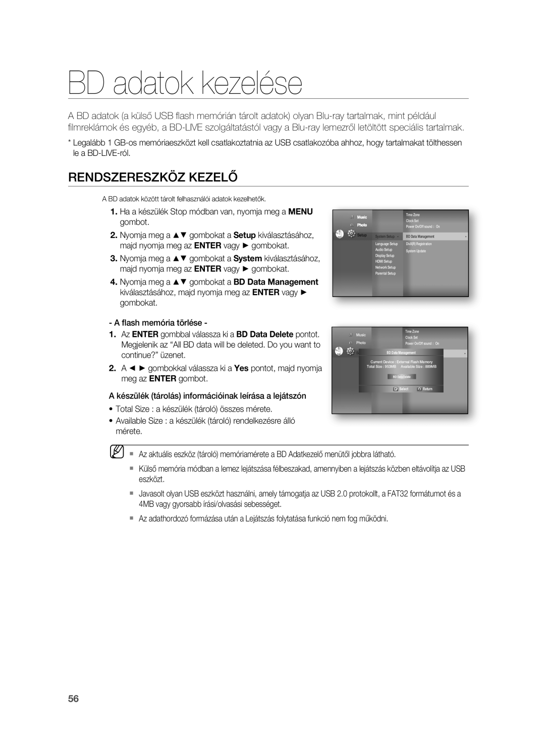 Samsung HT-BD7255R/EDC, HT-BD7255R/XEE BD adatok kezelése, Rendszereszköz Kezelő, Continue? üzenet, Meg az Enter gombot 