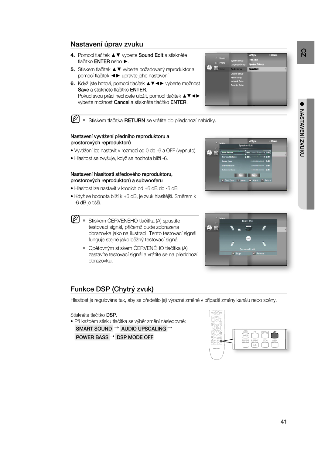 Samsung HT-BD7255R/EDC manual Funkce DSP Chytrý zvuk 