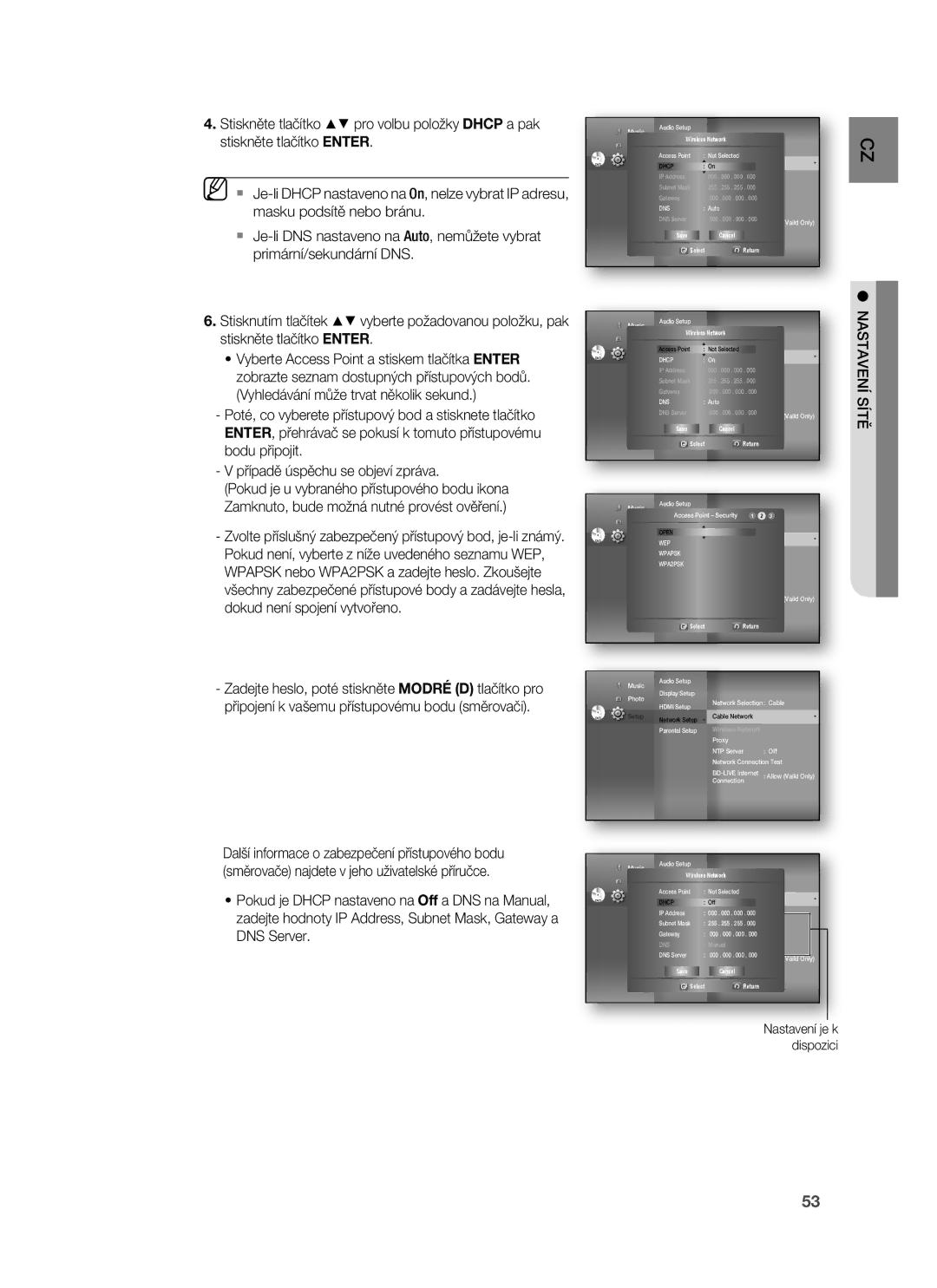 Samsung HT-BD7255R/EDC manual Nastavení 