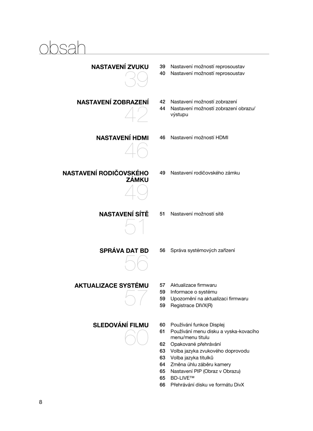 Samsung HT-BD7255R/EDC manual Bd-Live, 66 Přehrávání disku ve formátu DivX 