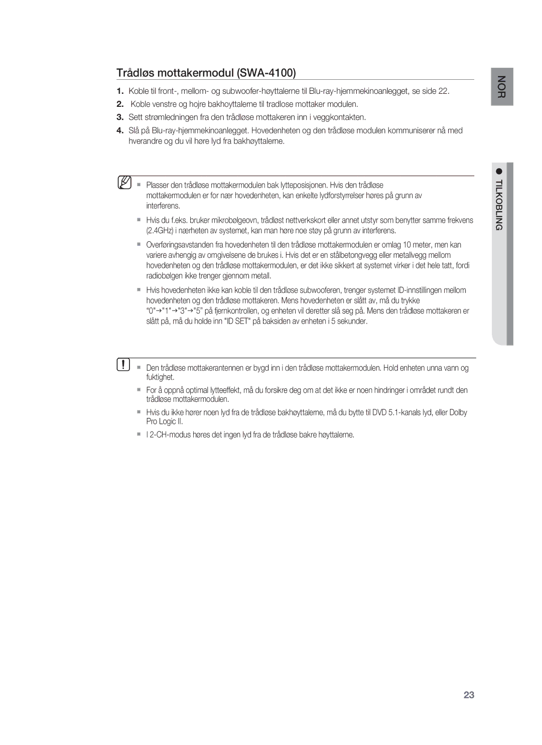 Samsung HT-BD7255R/XEE manual Trådløs mottakermodul SWA-4100 