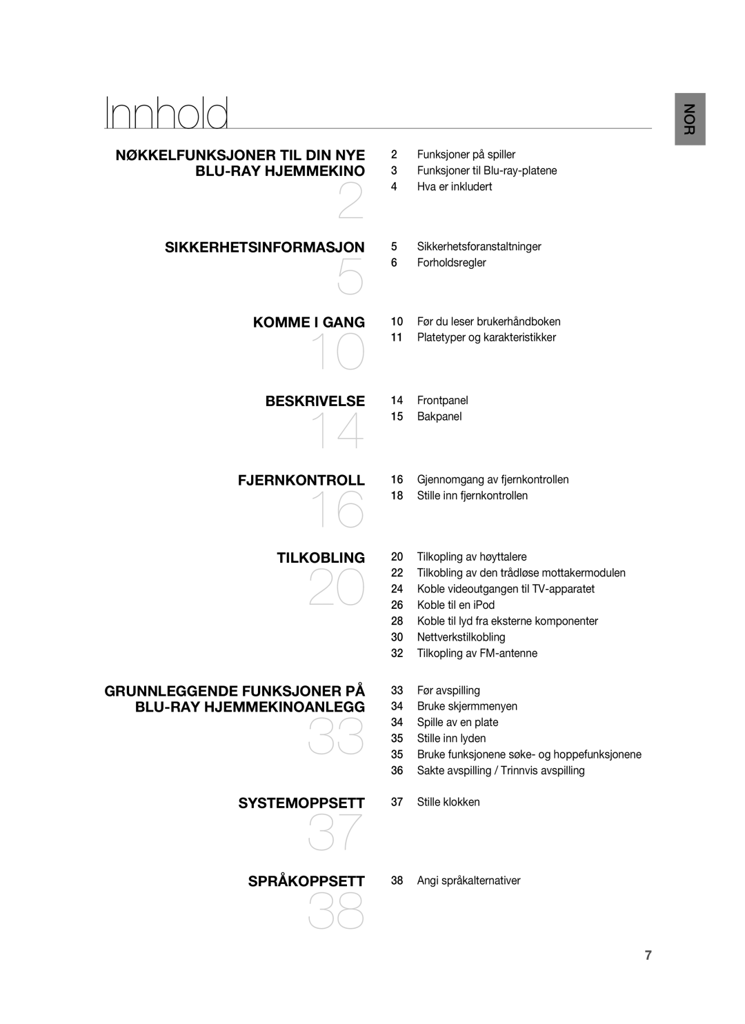 Samsung HT-BD7255R/XEE manual Innhold 