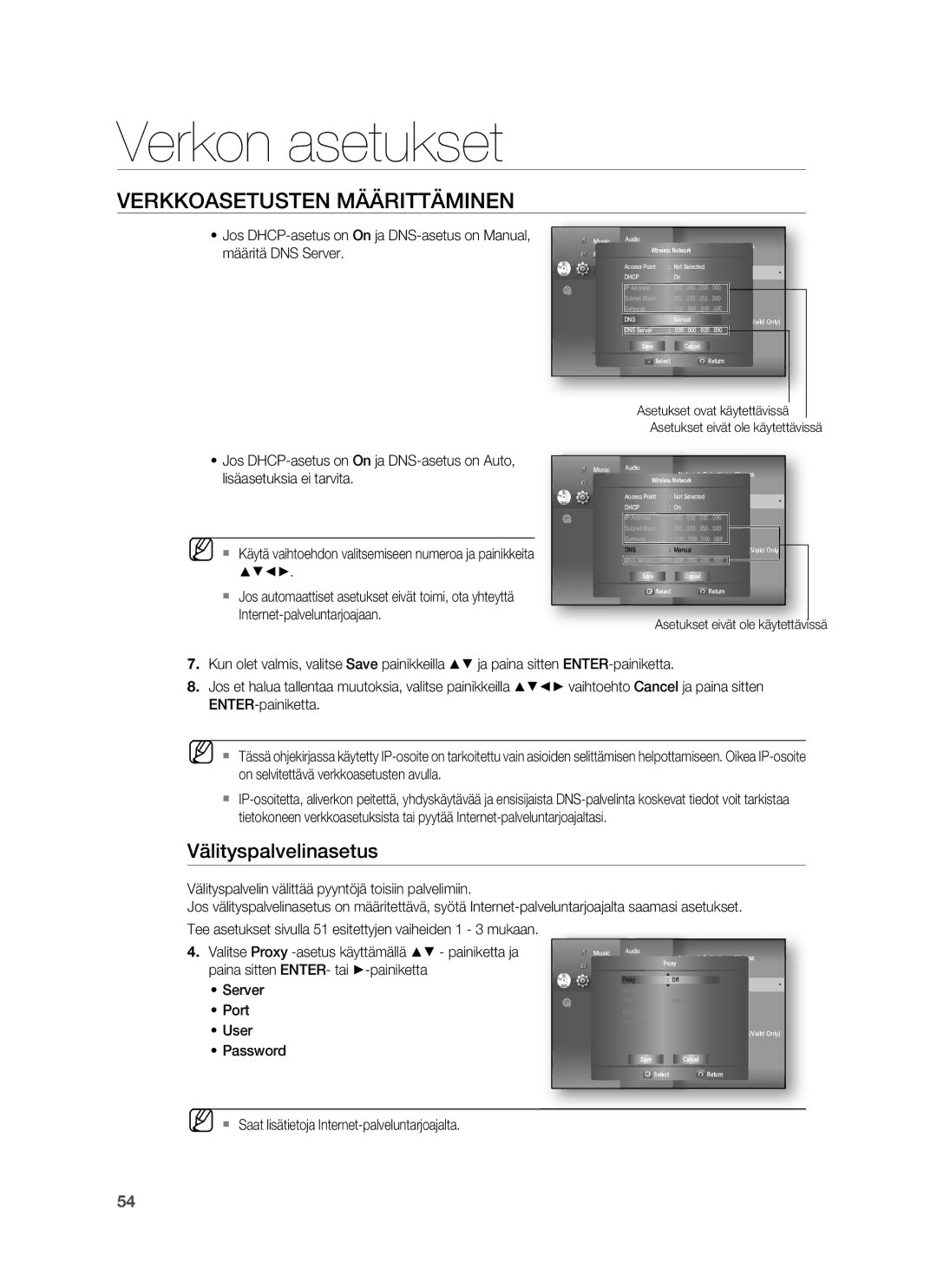 Samsung HT-BD7255R/XEE manual Välityspalvelinasetus 