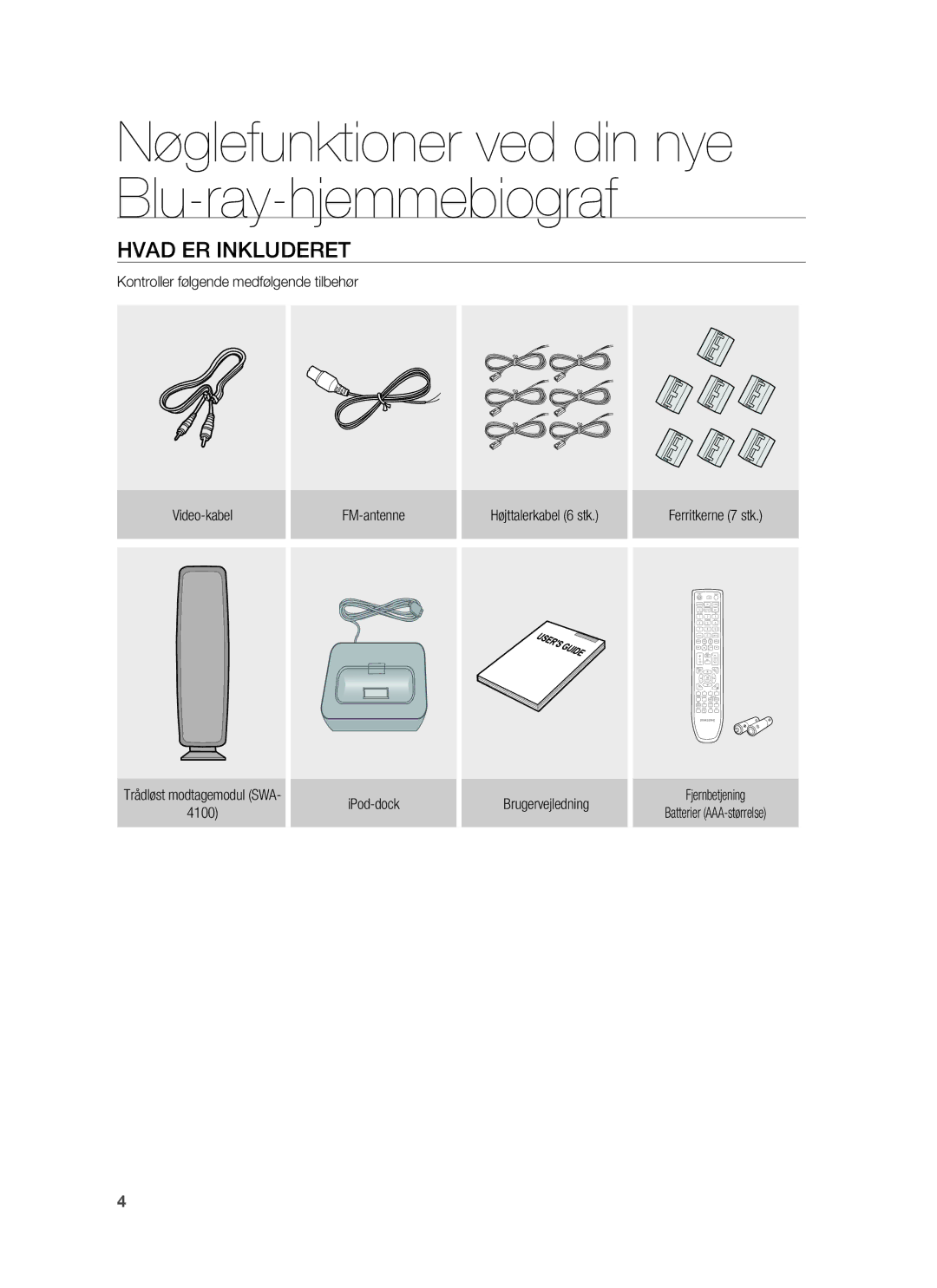 Samsung HT-BD7255R/XEE manual Hvad ER Inkluderet 