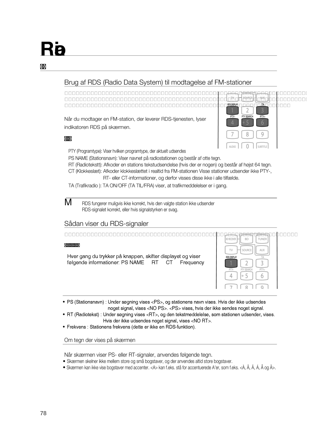 Samsung HT-BD7255R/XEE manual Om Rds-Udsendelser, Beskrivelse af RDS-funktioner, Sådan viser du RDS-signaler 