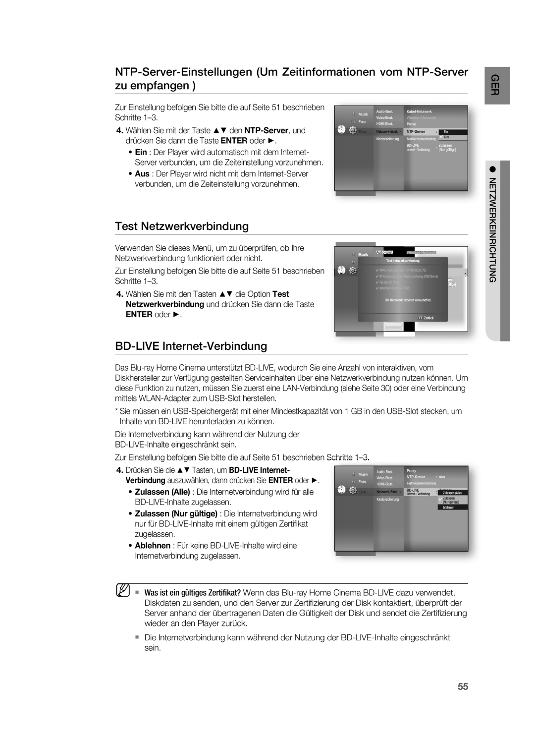 Samsung HT-BD7255R/EDC, HT-BD7255R/XEF manual BD-LIVE Internet-Verbindung 