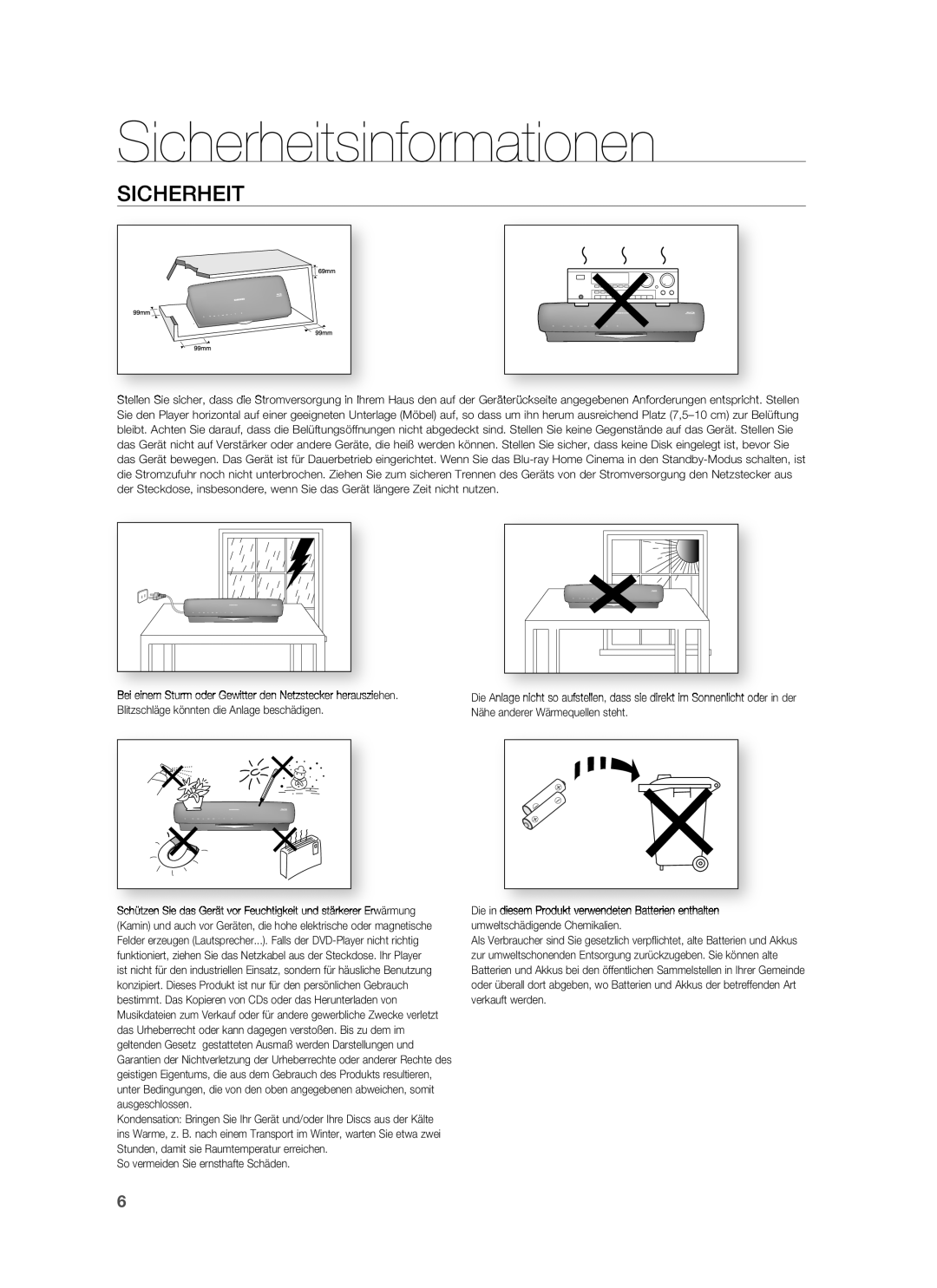 Samsung HT-BD7255R/XEF, HT-BD7255R/EDC manual Sicherheit 