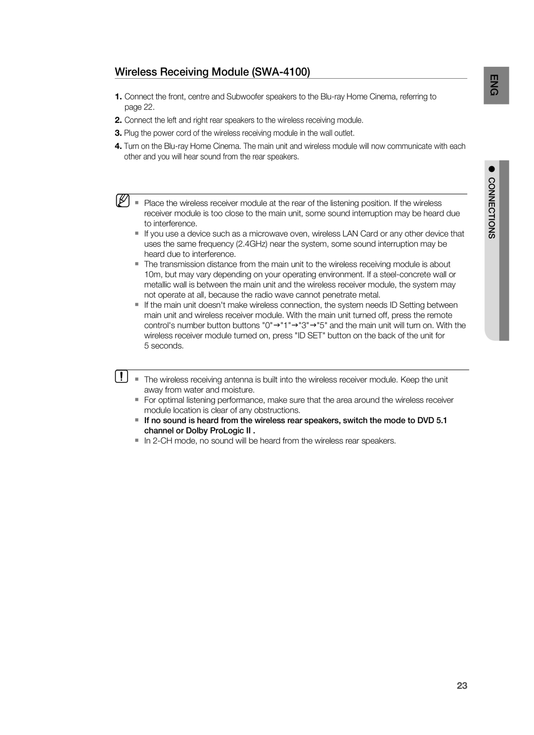 Samsung HT-BD7255R/XER manual Wireless Receiving Module SWA-4100 