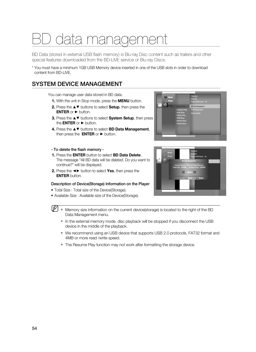 Samsung HT-BD7255R/XER manual BD data management, System Device Management 