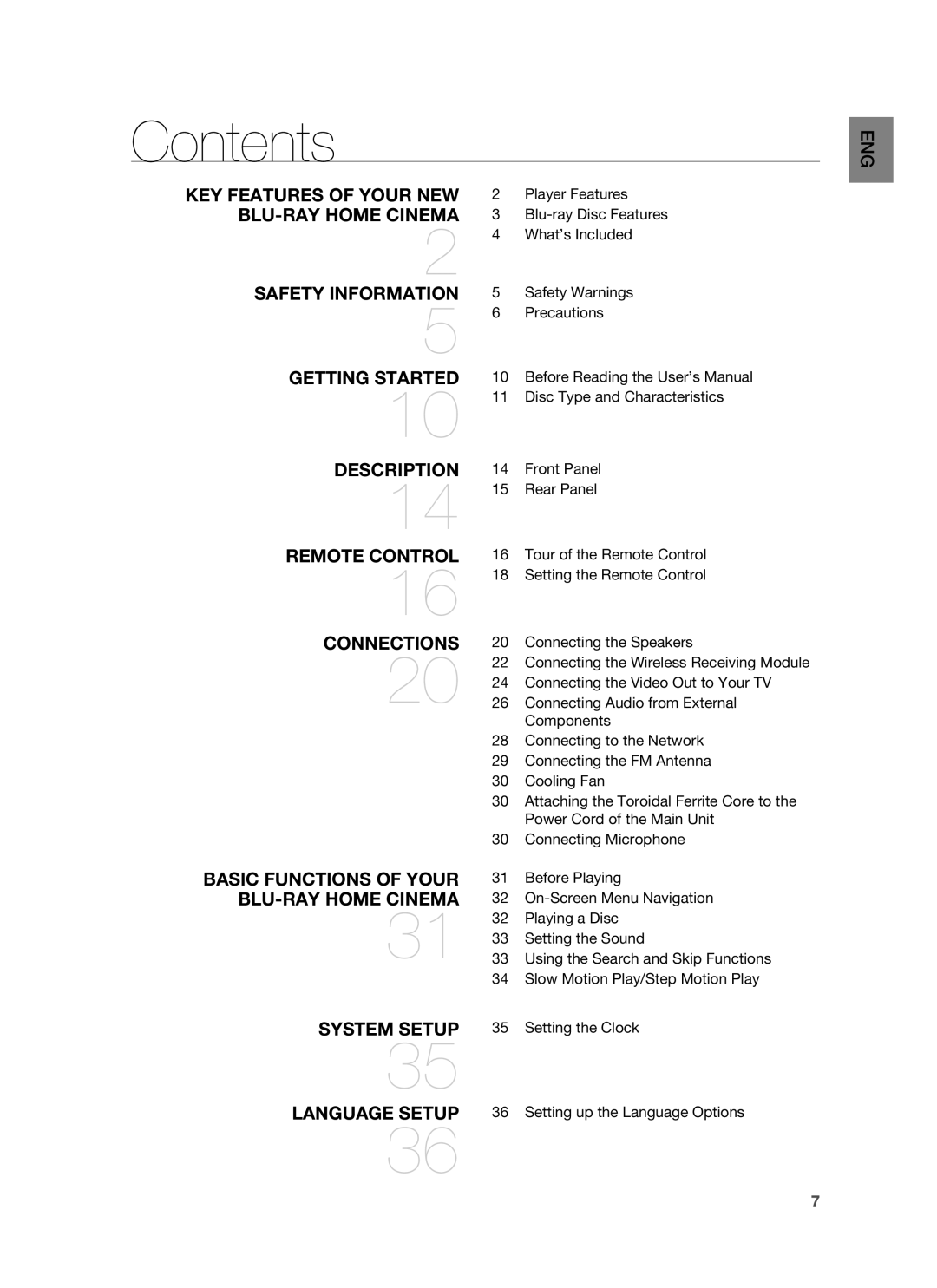 Samsung HT-BD7255R/XER manual Contents 