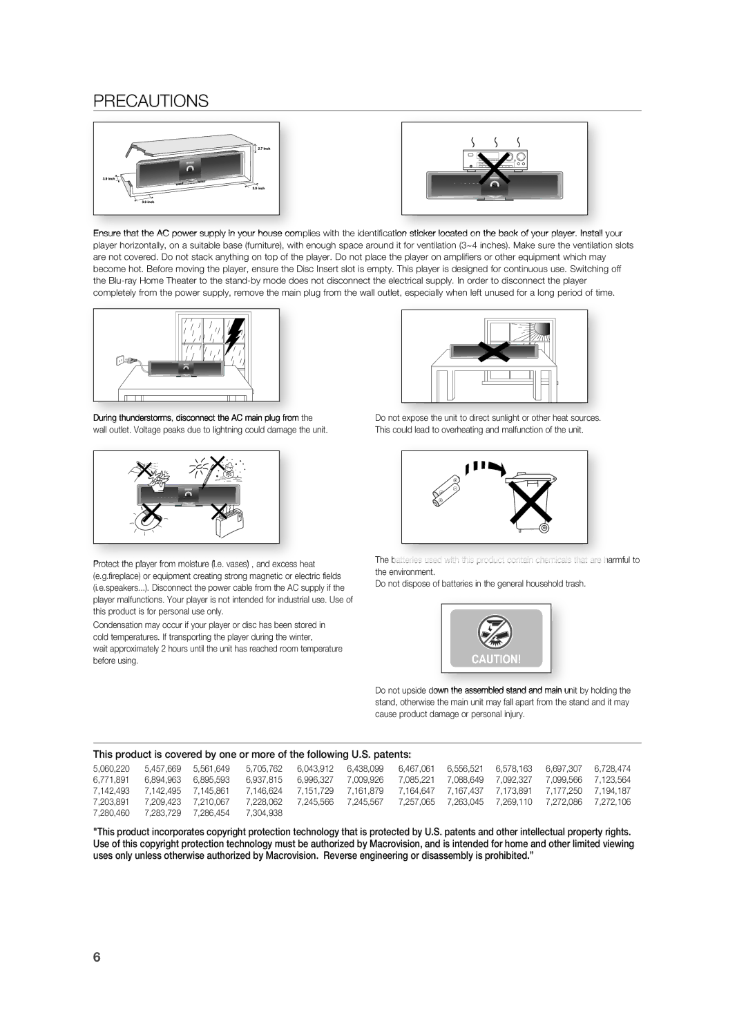 Samsung HT-BD8200 user manual Precautions 