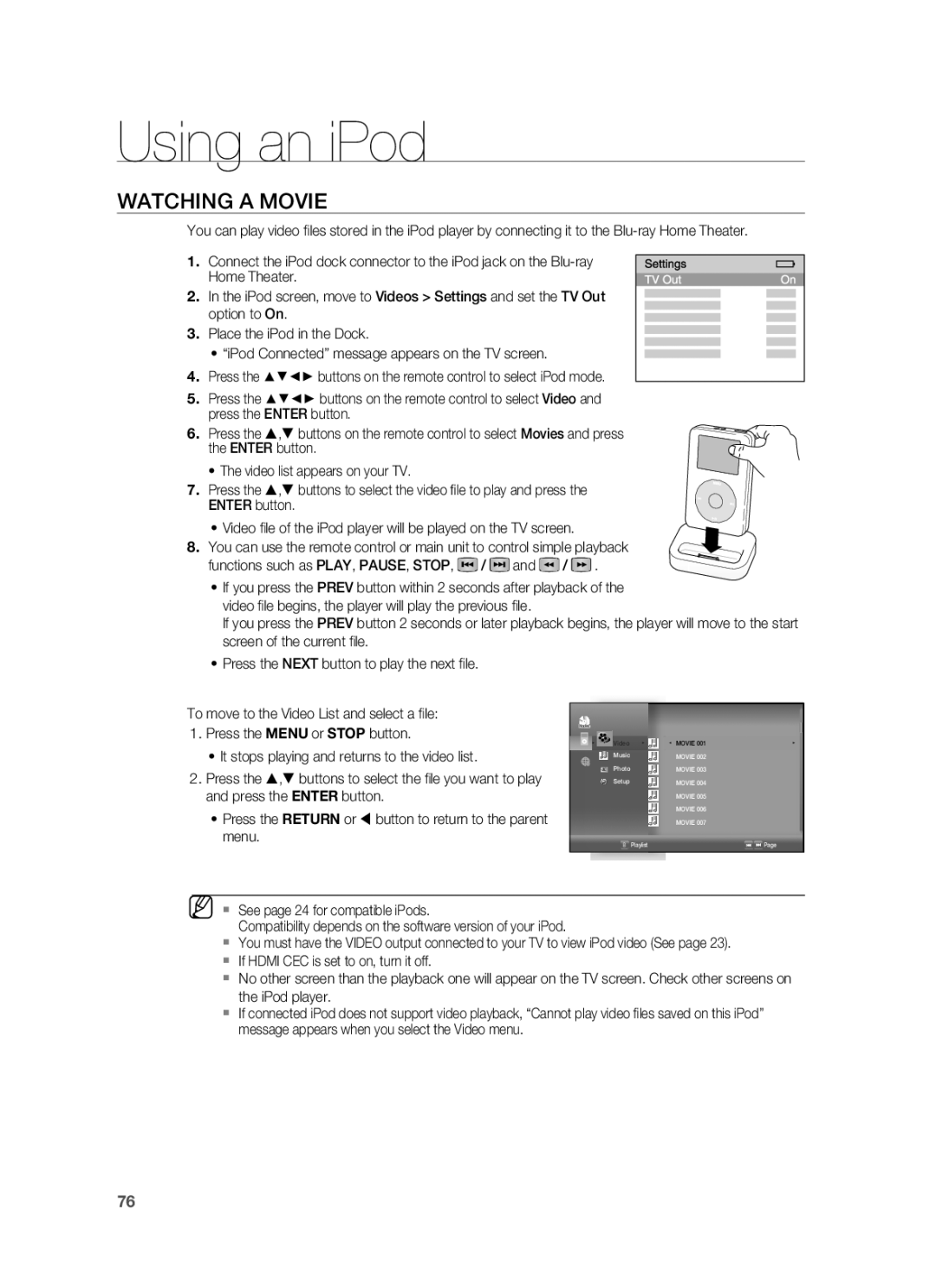 Samsung HT-BD8200 user manual Watching a Movie 