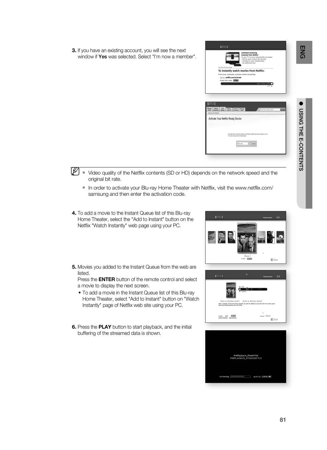 Samsung HT-BD8200 user manual Using The E-Contents 
