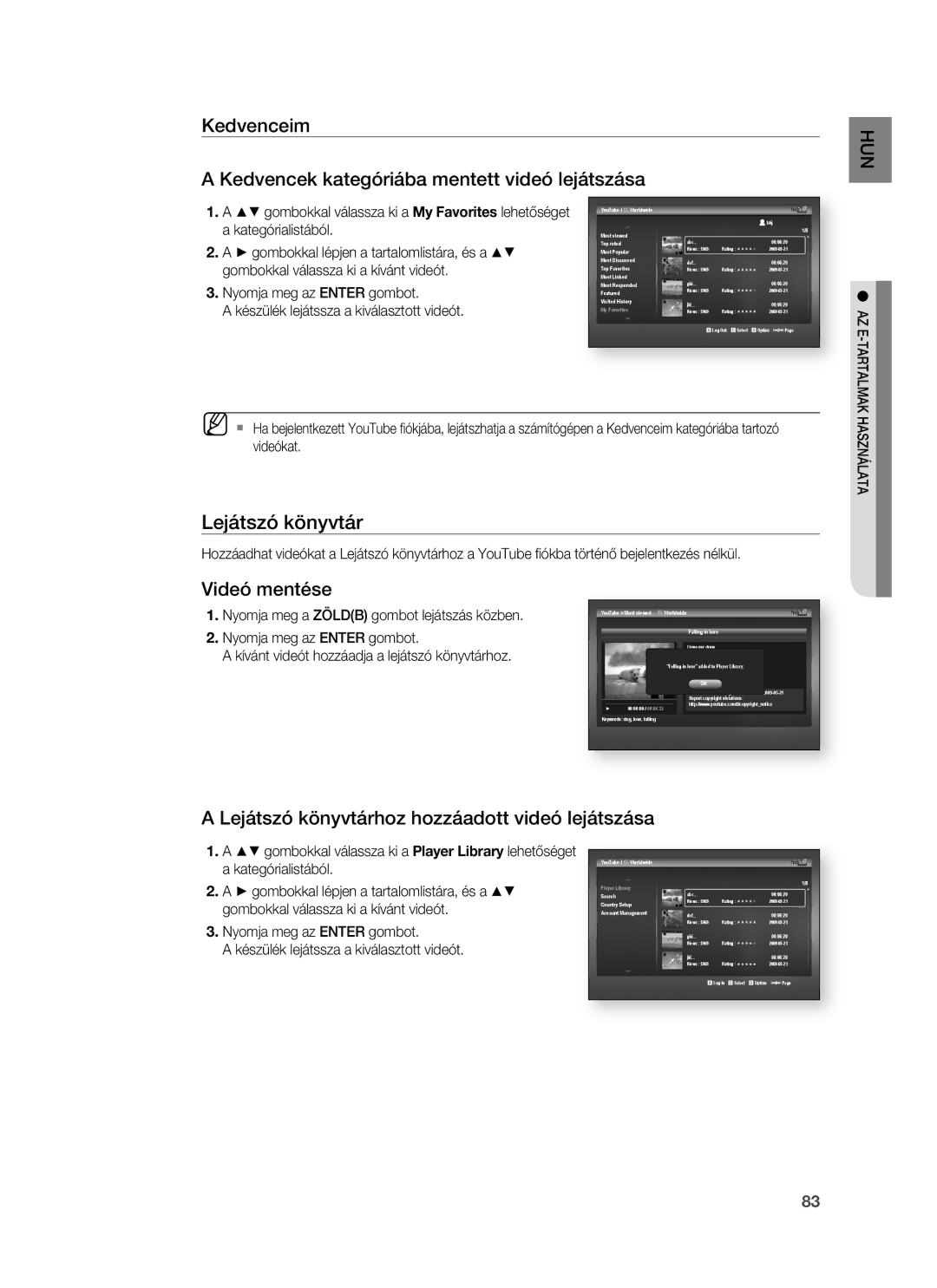 Samsung HT-BD8200T/XEE, HT-BD8200T/EDC, HT-BD8200T/XET manual Lejátszó könyvtár 