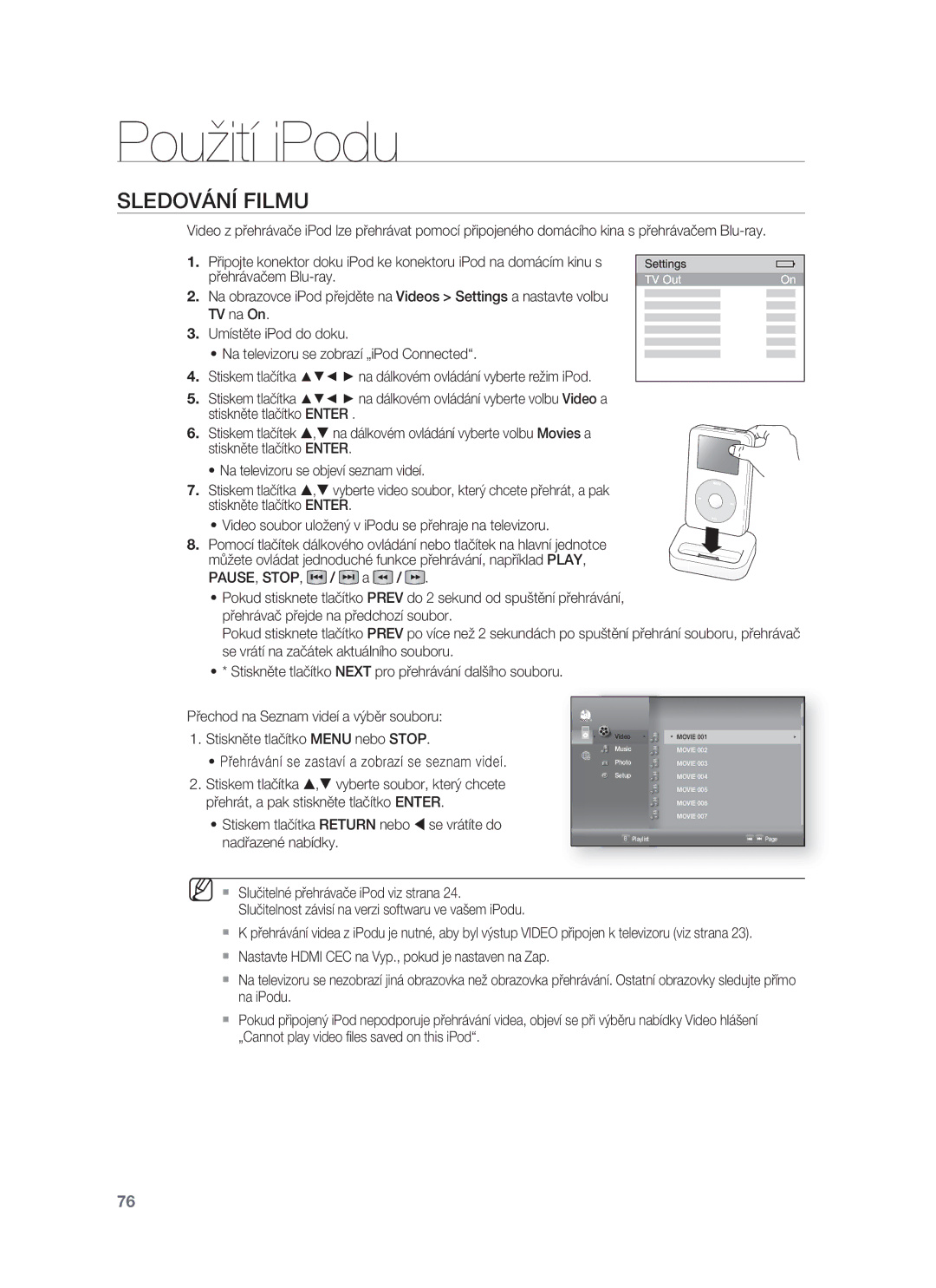 Samsung HT-BD8200T/EDC manual Sledování Filmu 