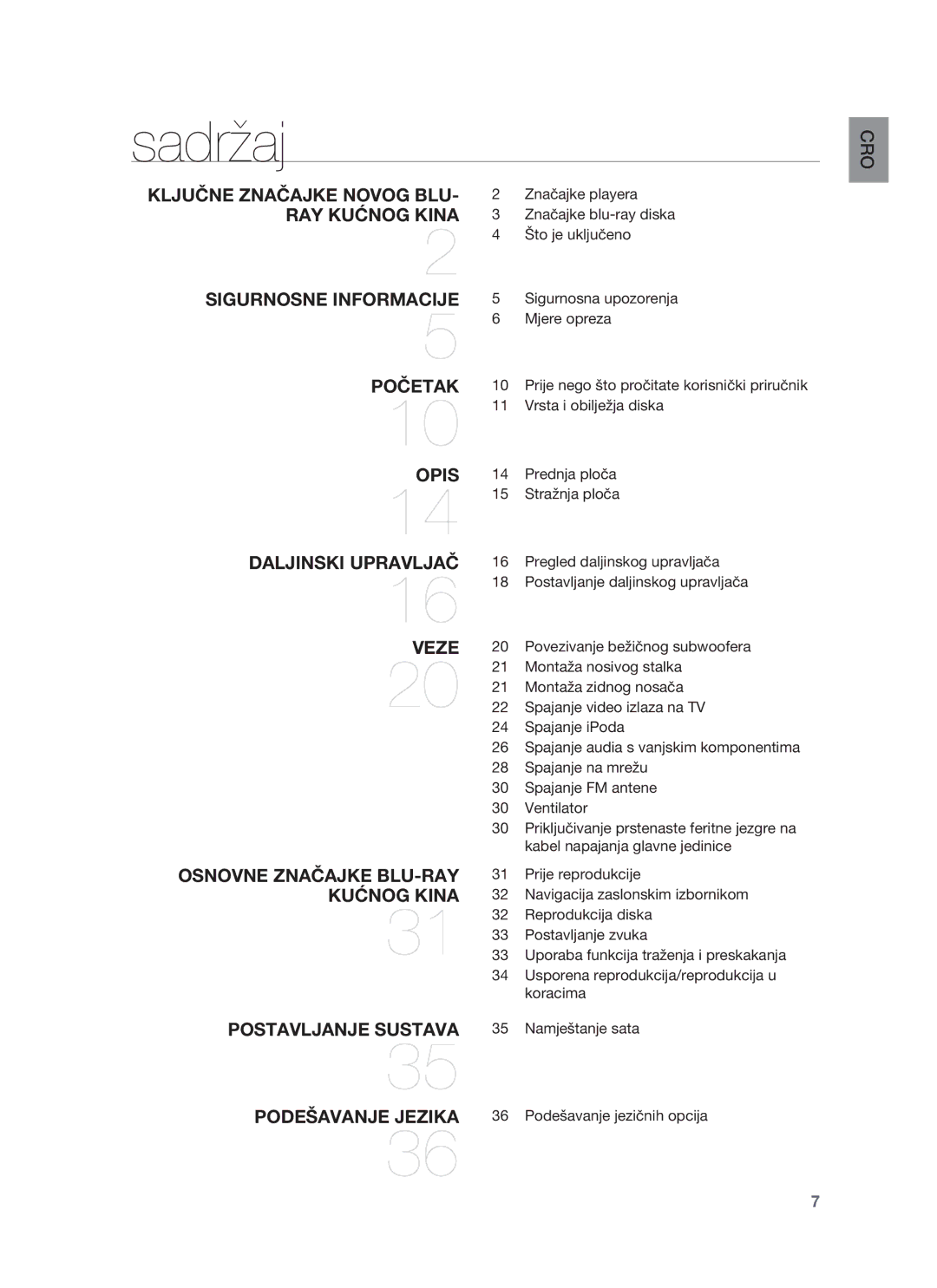 Samsung HT-BD8200T/EDC manual Sadržaj 