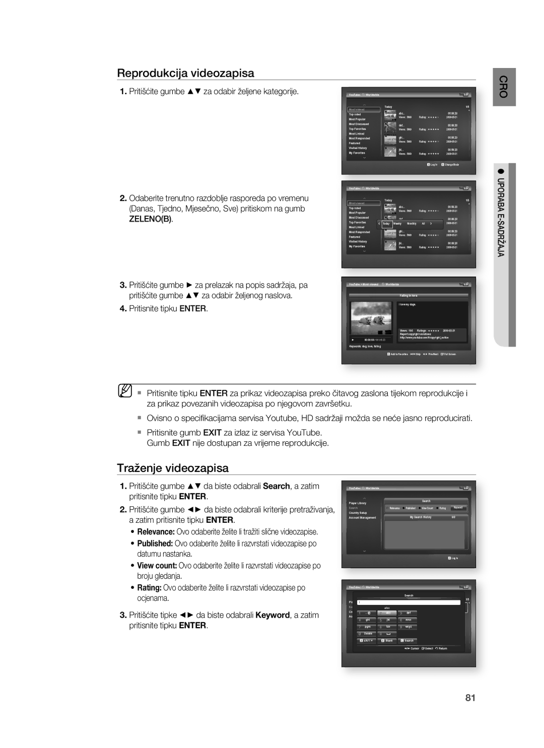 Samsung HT-BD8200T/EDC manual Reprodukcija videozapisa 