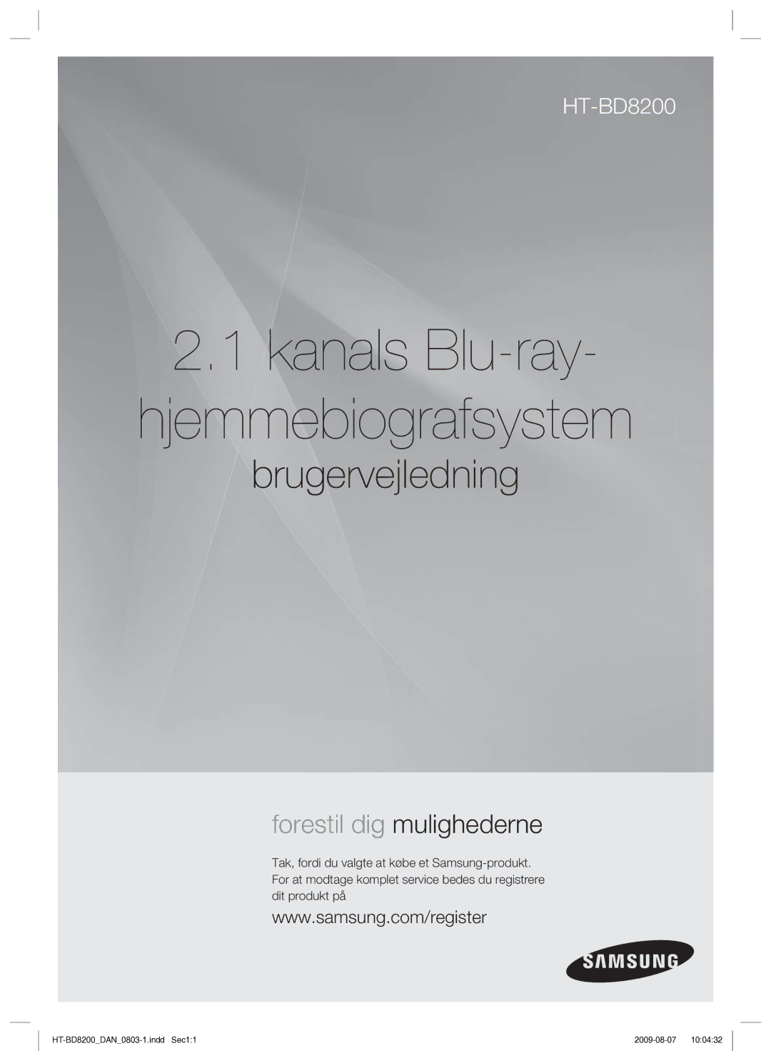 Samsung HT-BD8200T/XEE manual Kanals Blu-ray Hjemmebiografsystem 