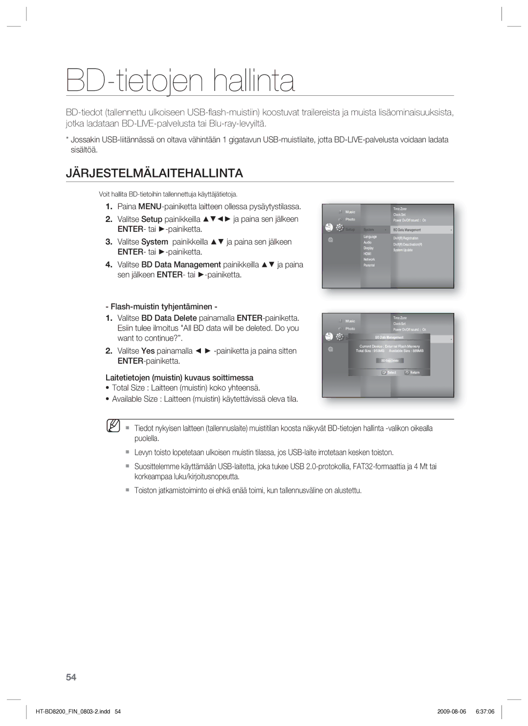 Samsung HT-BD8200T/XEE manual BD-tietojen hallinta, Järjestelmälaitehallinta, BD Data Management 